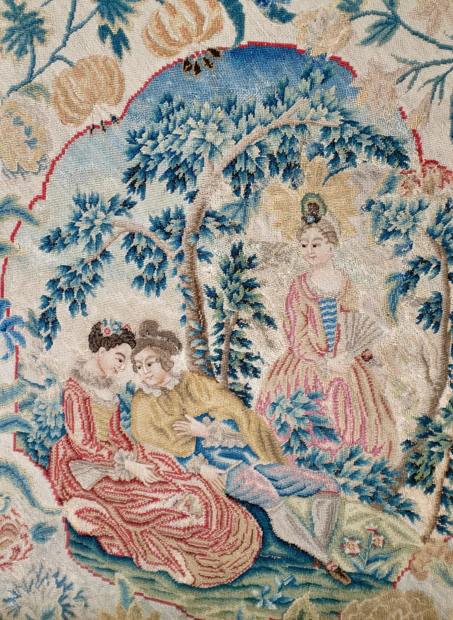 Silk 18th Century French Needlework Panel For Sale