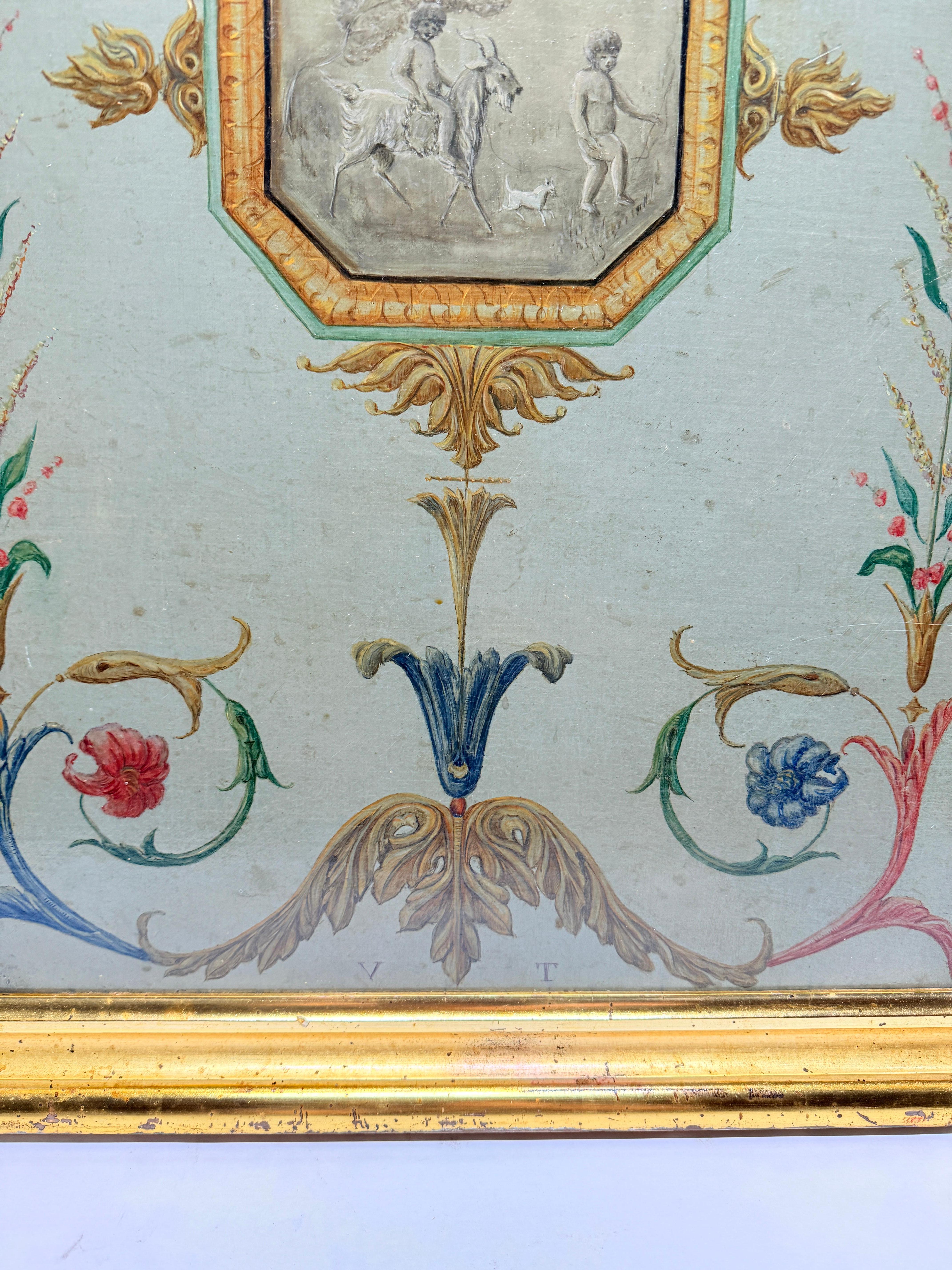 18th Century French Neoclassical Hand-Painted Panel on Canvas For Sale 7