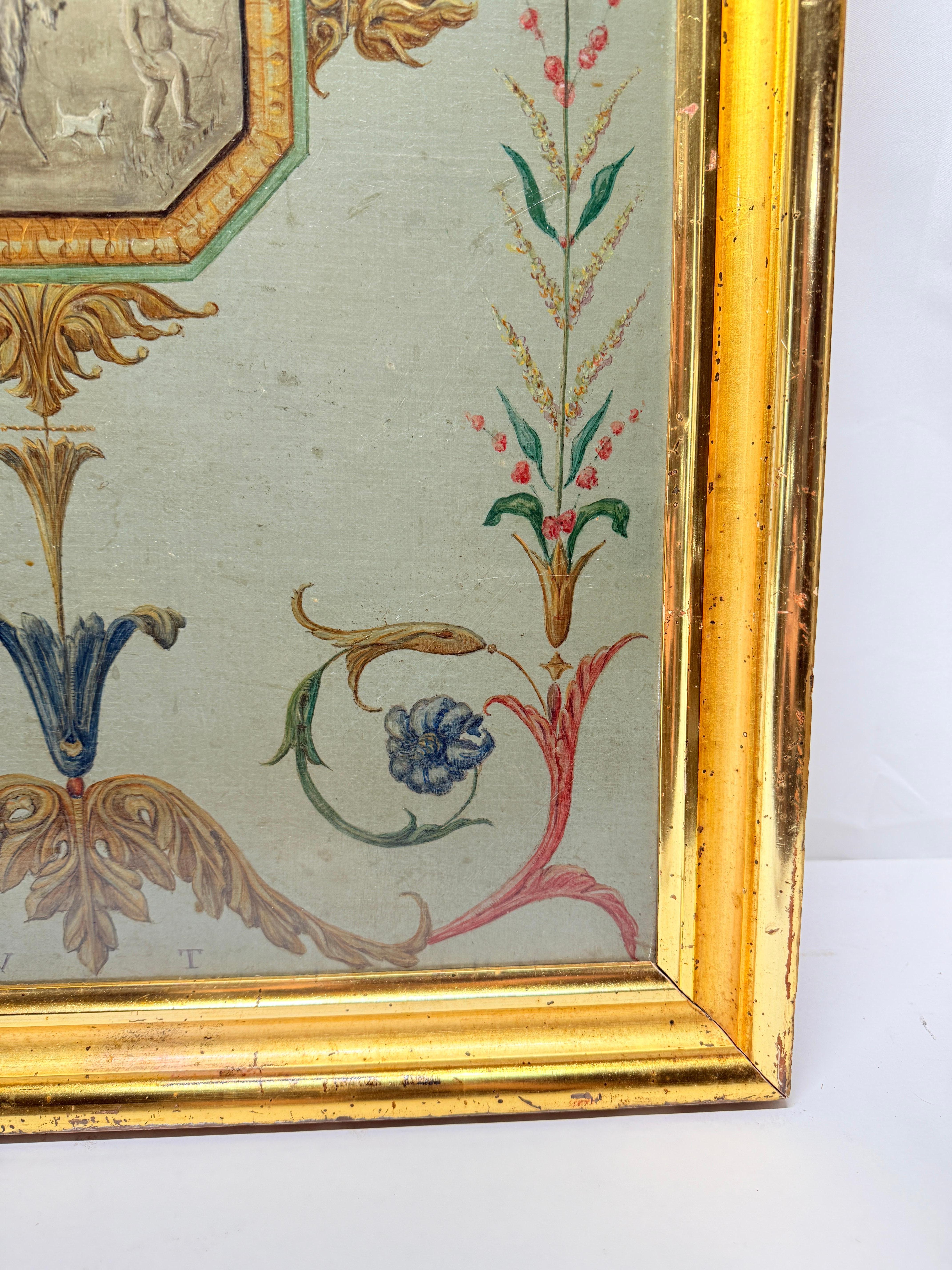 18th Century French Neoclassical Hand-Painted Panel on Canvas For Sale 8