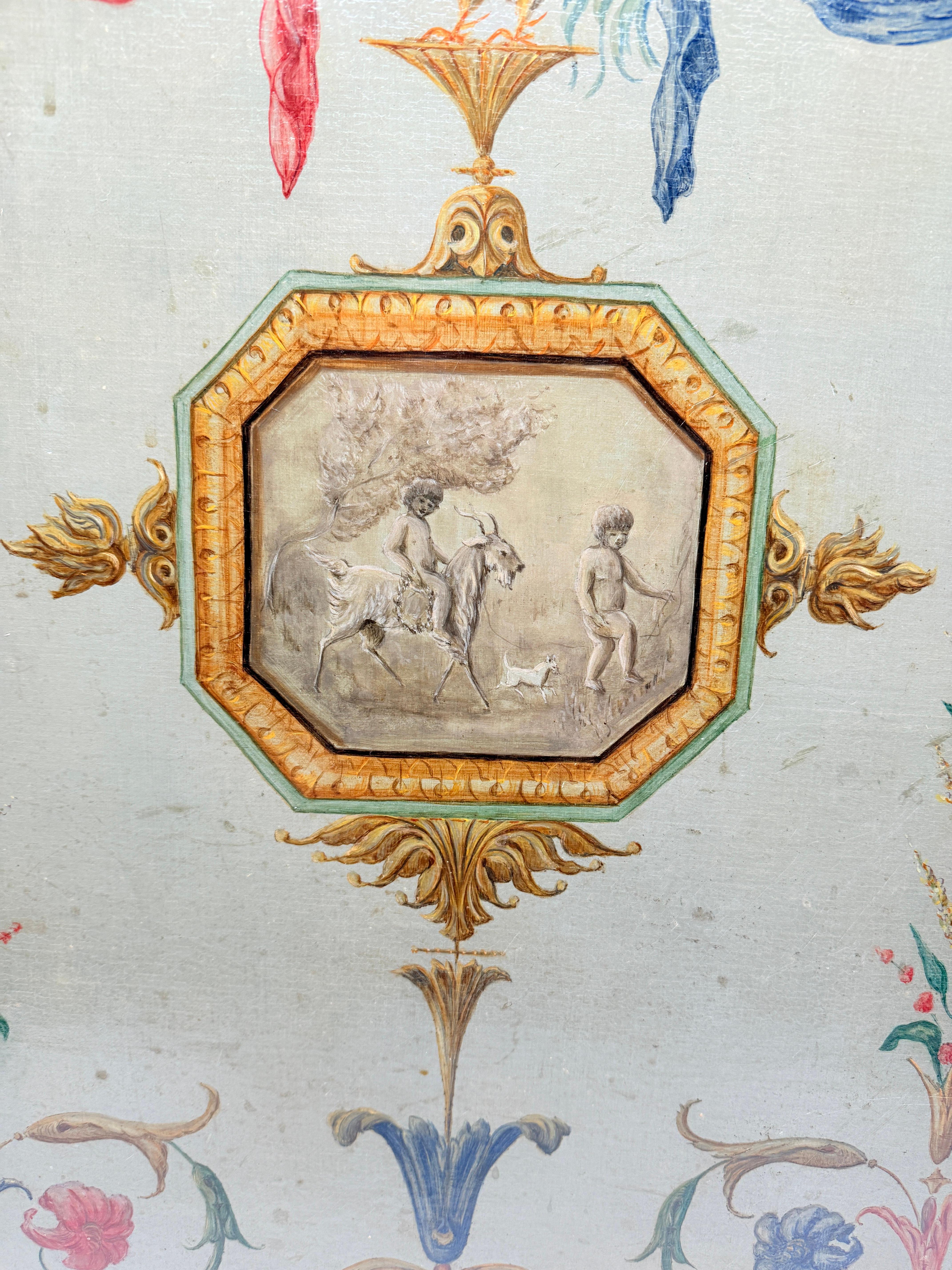 18th Century French Neoclassical Hand-Painted Panel on Canvas For Sale 4