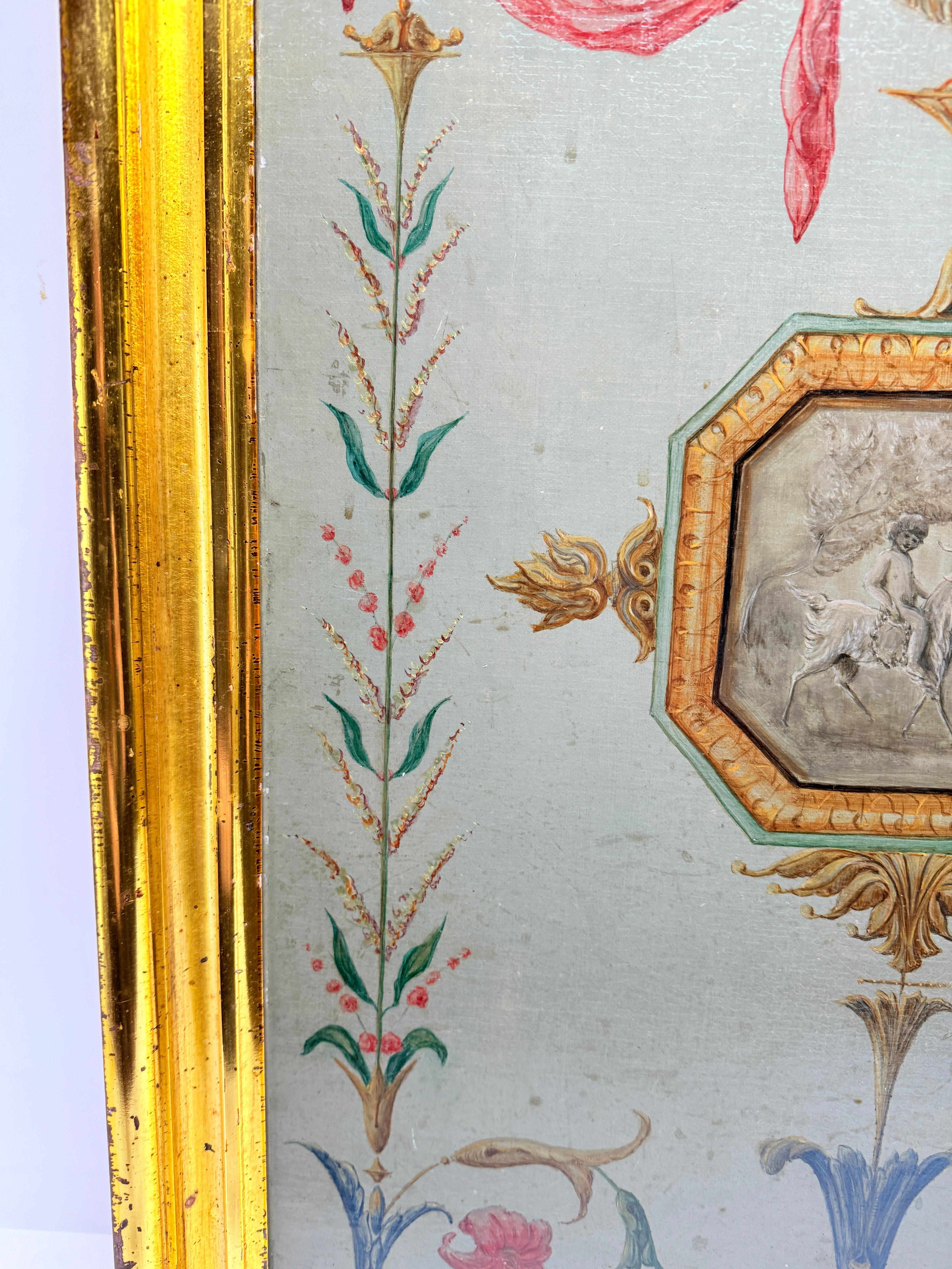 18th Century French Neoclassical Hand-Painted Panel on Canvas For Sale 5