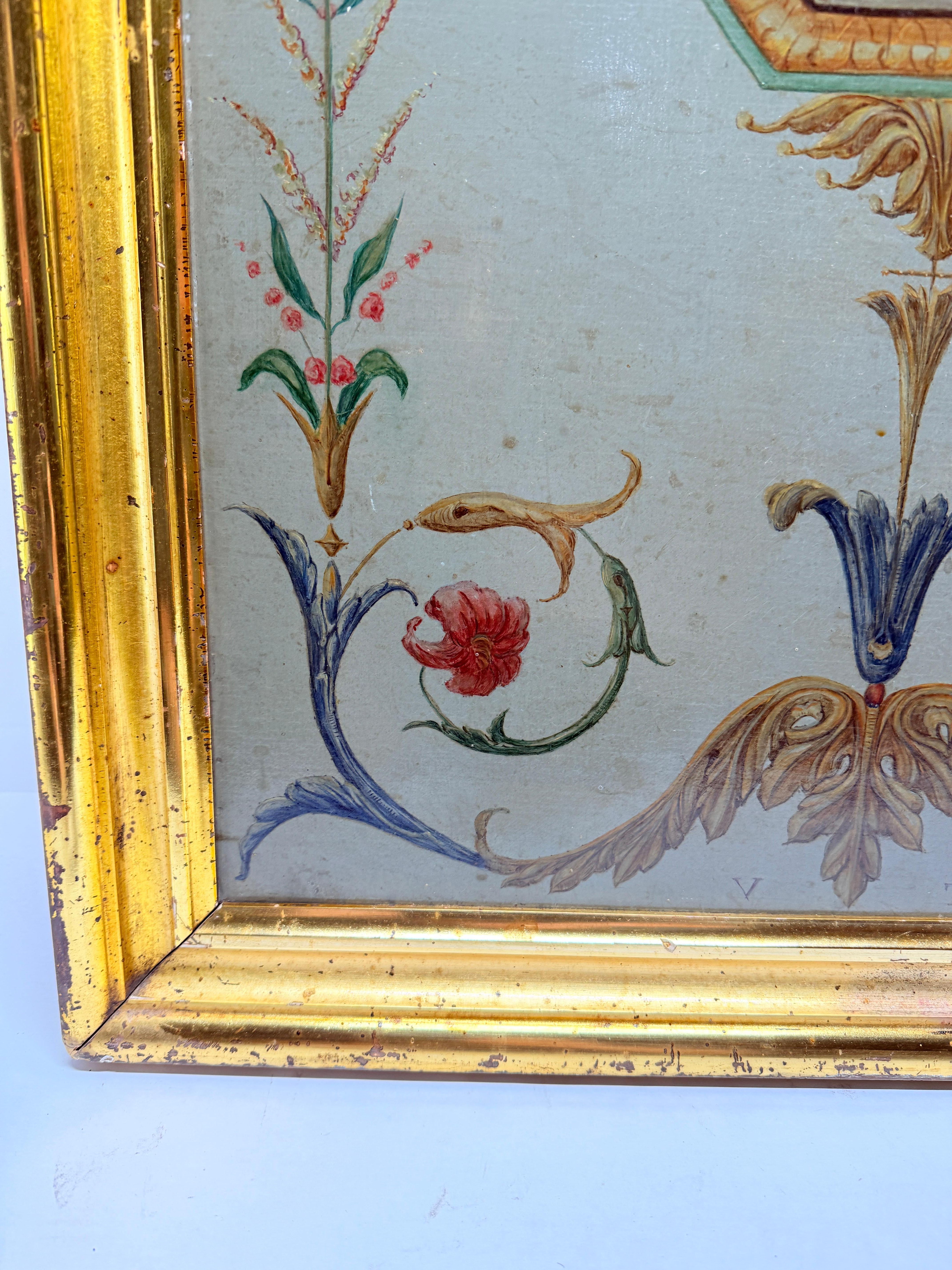 18th Century French Neoclassical Hand-Painted Panel on Canvas For Sale 6