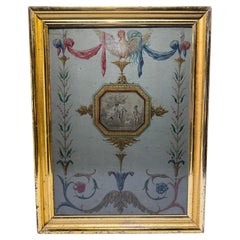 Pannello su tela dipinto a mano in stile neoclassico francese del XVIII secolo
