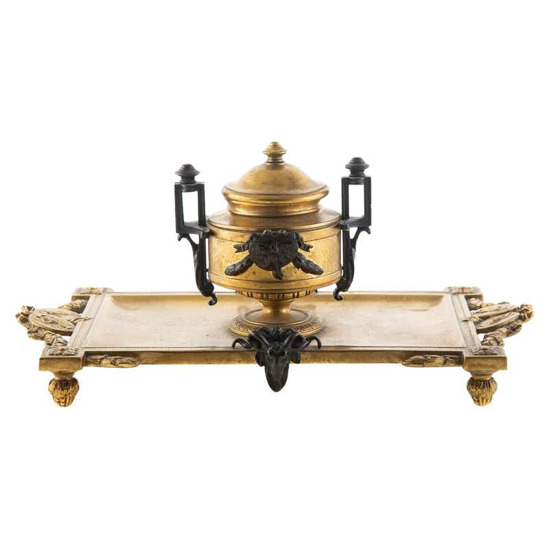 19th Century Neoclassical Brass Inkwell at 1stDibs