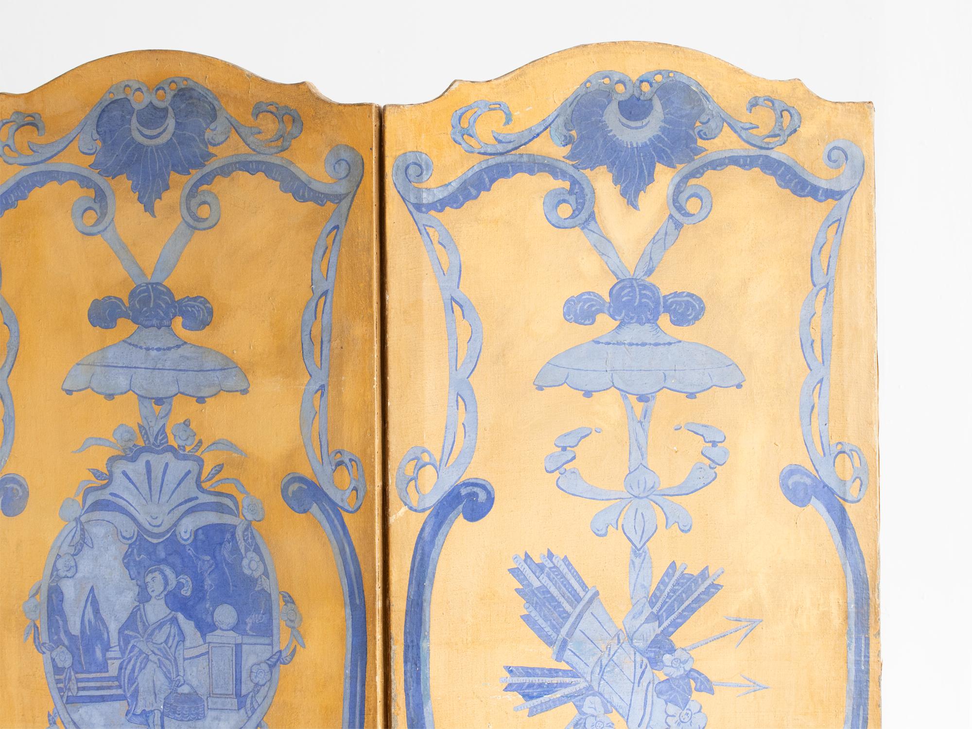Hand-Painted 18th Century French Neoclassical Painted Screen For Sale