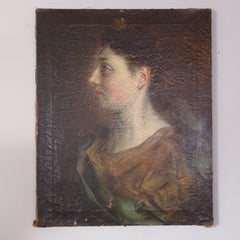 18th Century French Noblewoman Portrait, Oil on Canvas