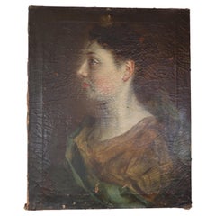 Retrato de noble francesa del siglo XVIII, óleo sobre lienzo