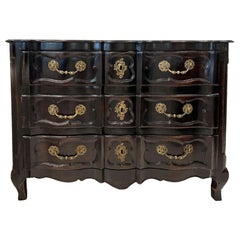 18th Century French Noir Chest with Original Bronze Pulls
