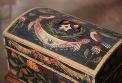 18th Century French Normand Painted Wedding Box with Bird and Floral Motifs