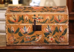 18th Century French Normand Painted Wedding Box with Bird and Floral Motifs