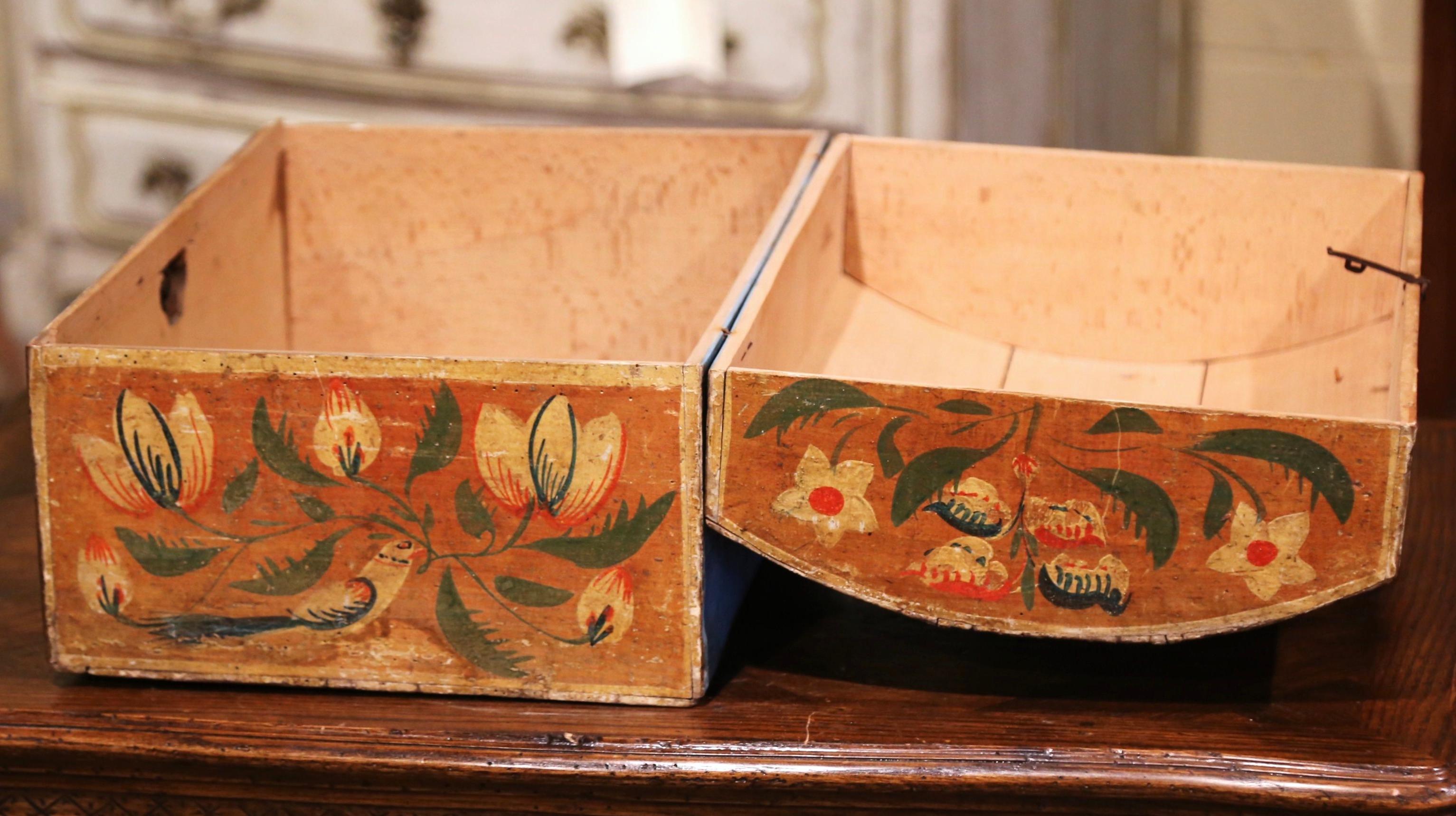18th Century French Normand Painted Wedding Box with Bird and Floral Motifs 2