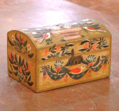 18th Century French Normandy Carved & Painted "Coffre de Mariage" Wedding Trunk