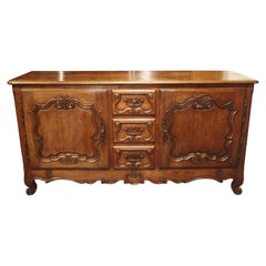 Antique 18th Century French Oak Buffet with Center Drawers from Lorraine