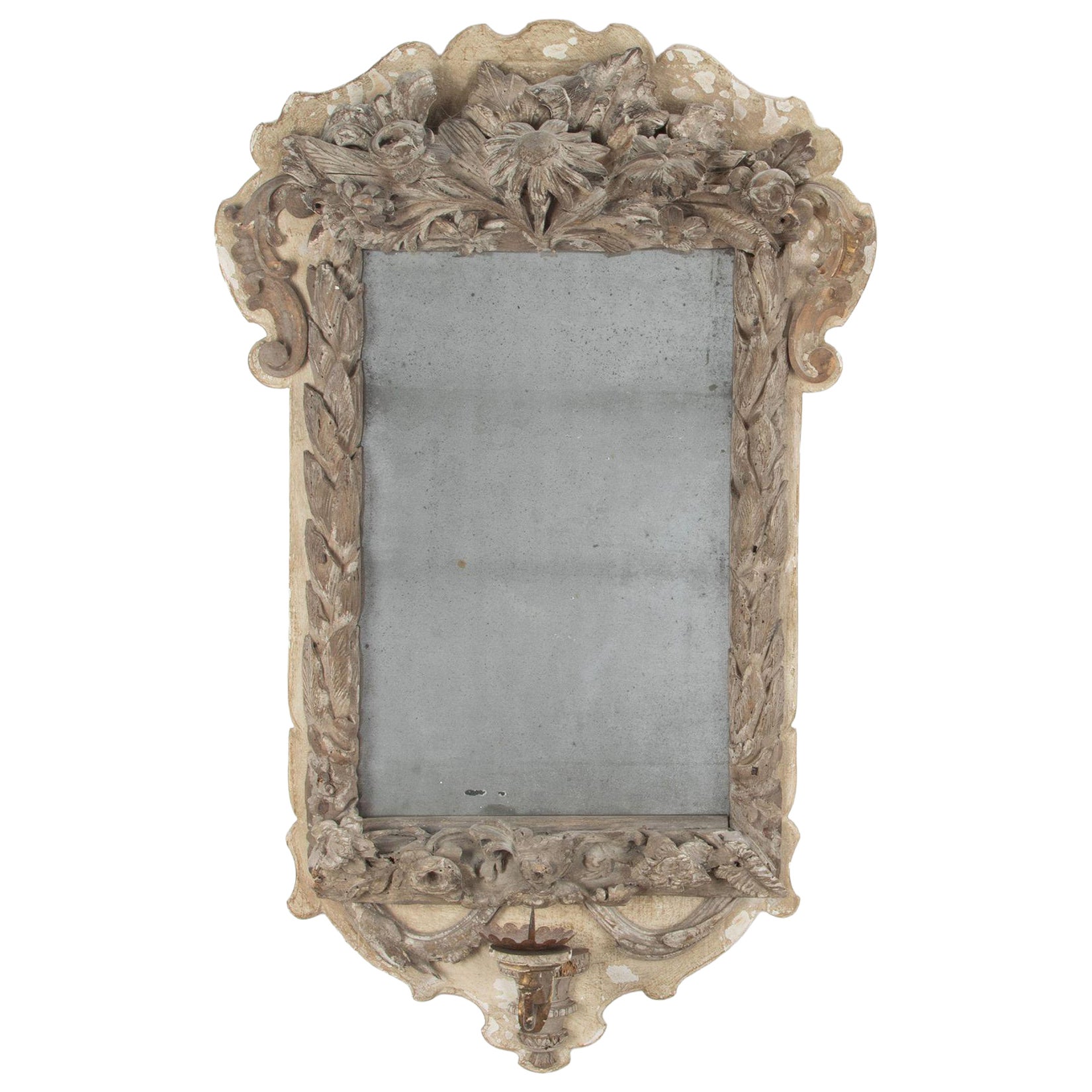 18th Century French Oak Carved Mirror with Later Additions For Sale