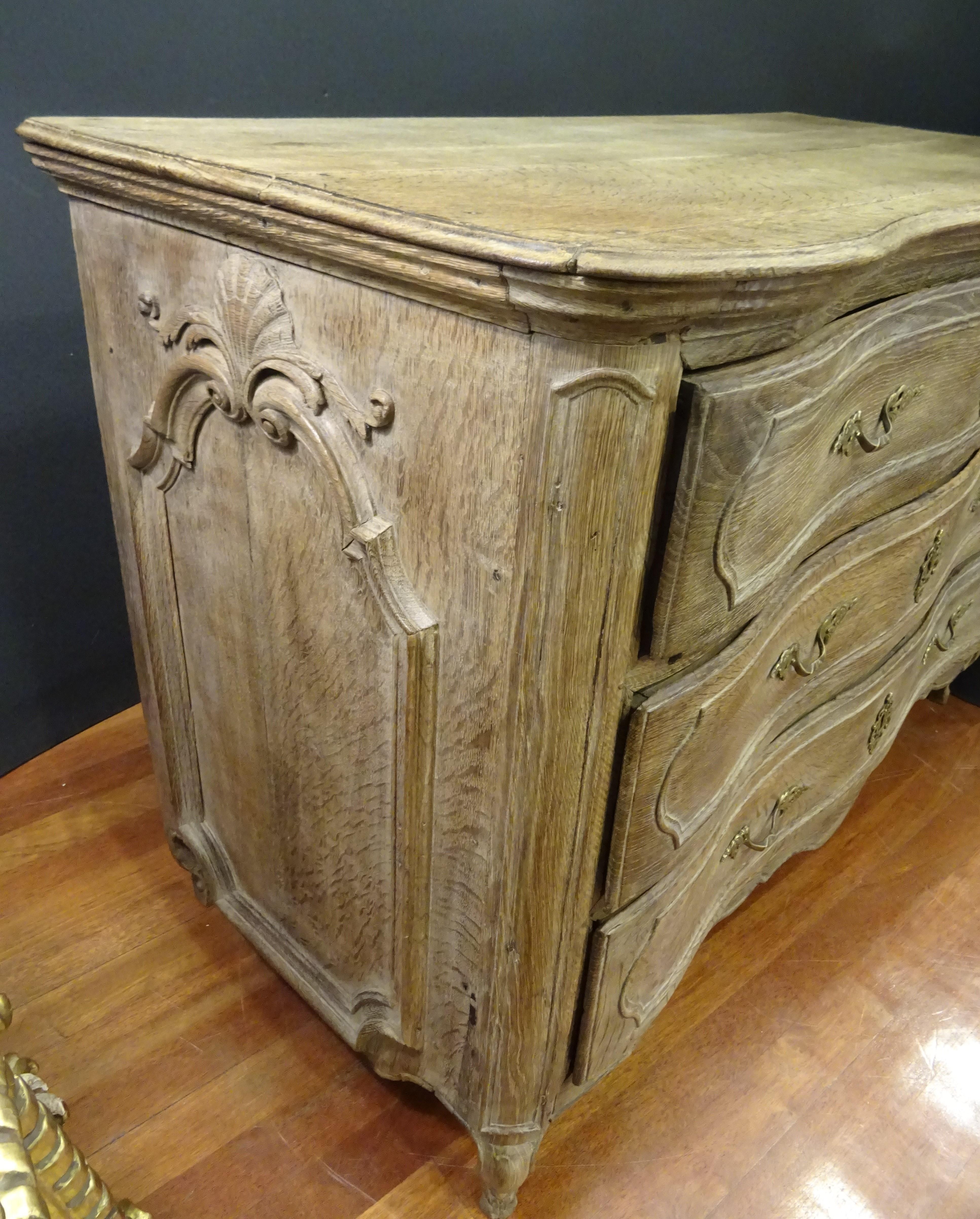 18th FrenchProvencal  Chest of Drawers Oak Carved Wood and Brass , 1790 6