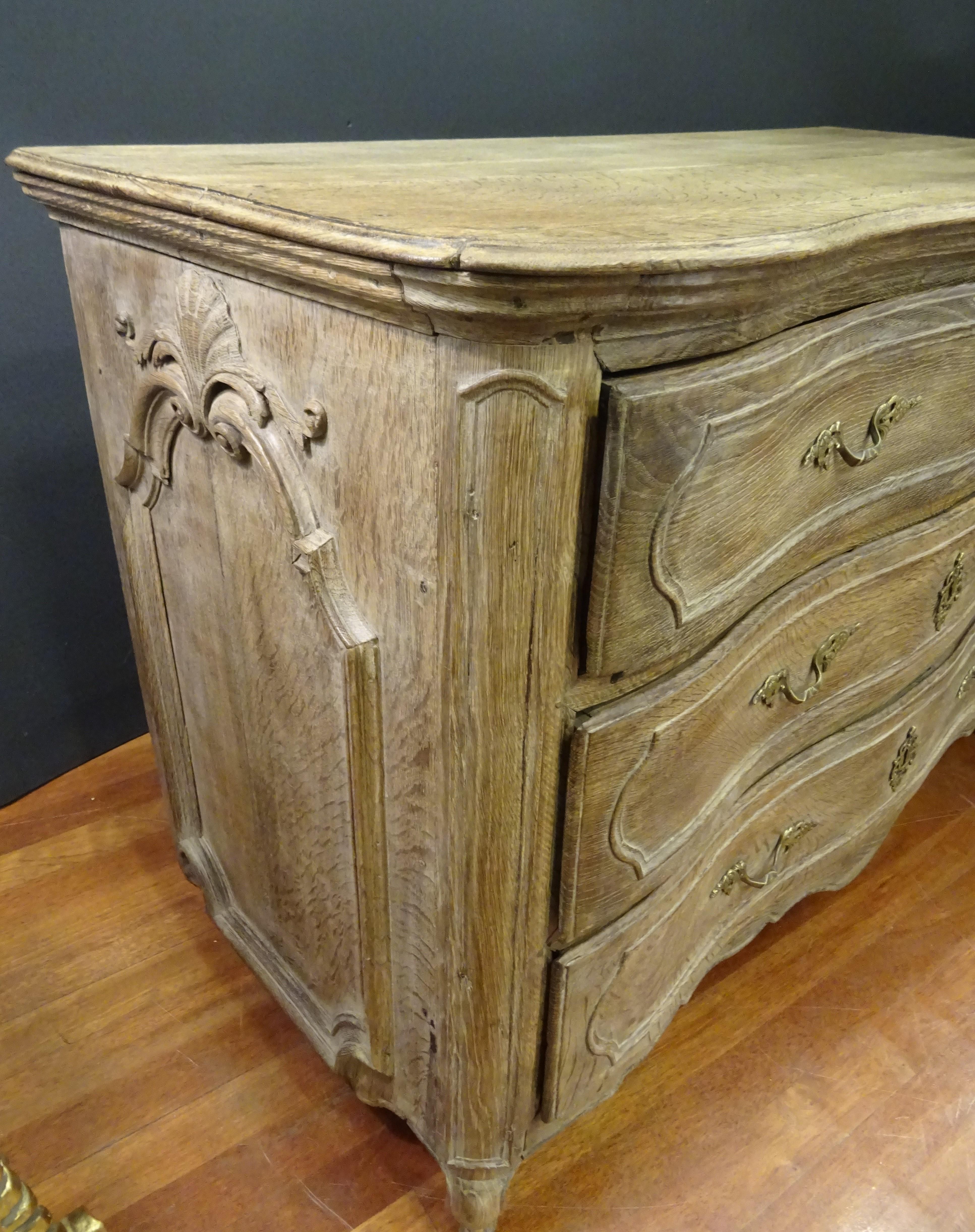 18th FrenchProvencal  Chest of Drawers Oak Carved Wood and Brass , 1790 10