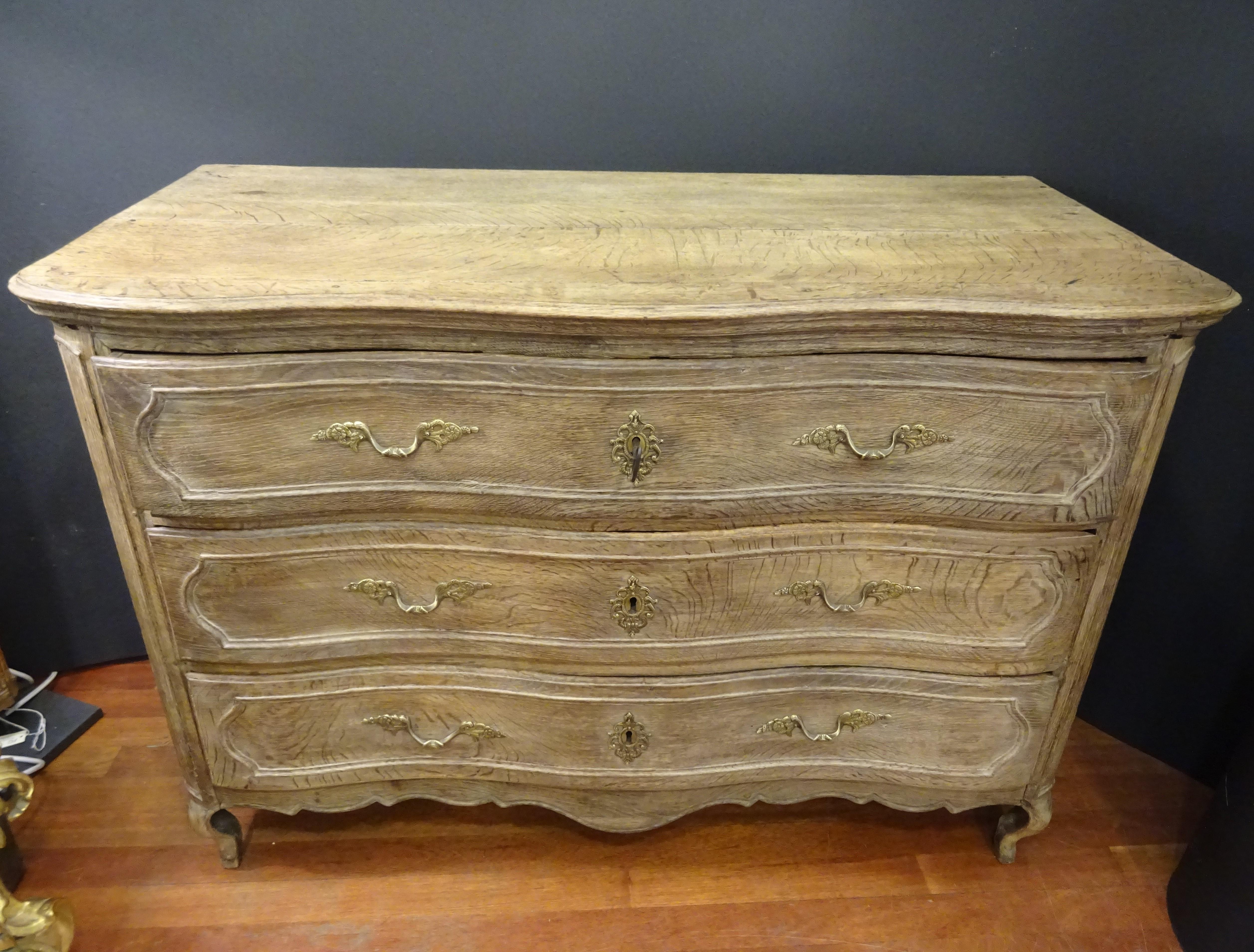 18th FrenchProvencal  Chest of Drawers Oak Carved Wood and Brass , 1790 11