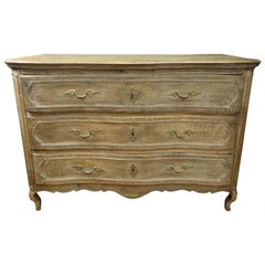 Antique 18th FrenchProvencal  Chest of Drawers Oak Carved Wood and Brass , 1790