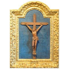 18th Century French Oak Christ in Gold Leaf Frame