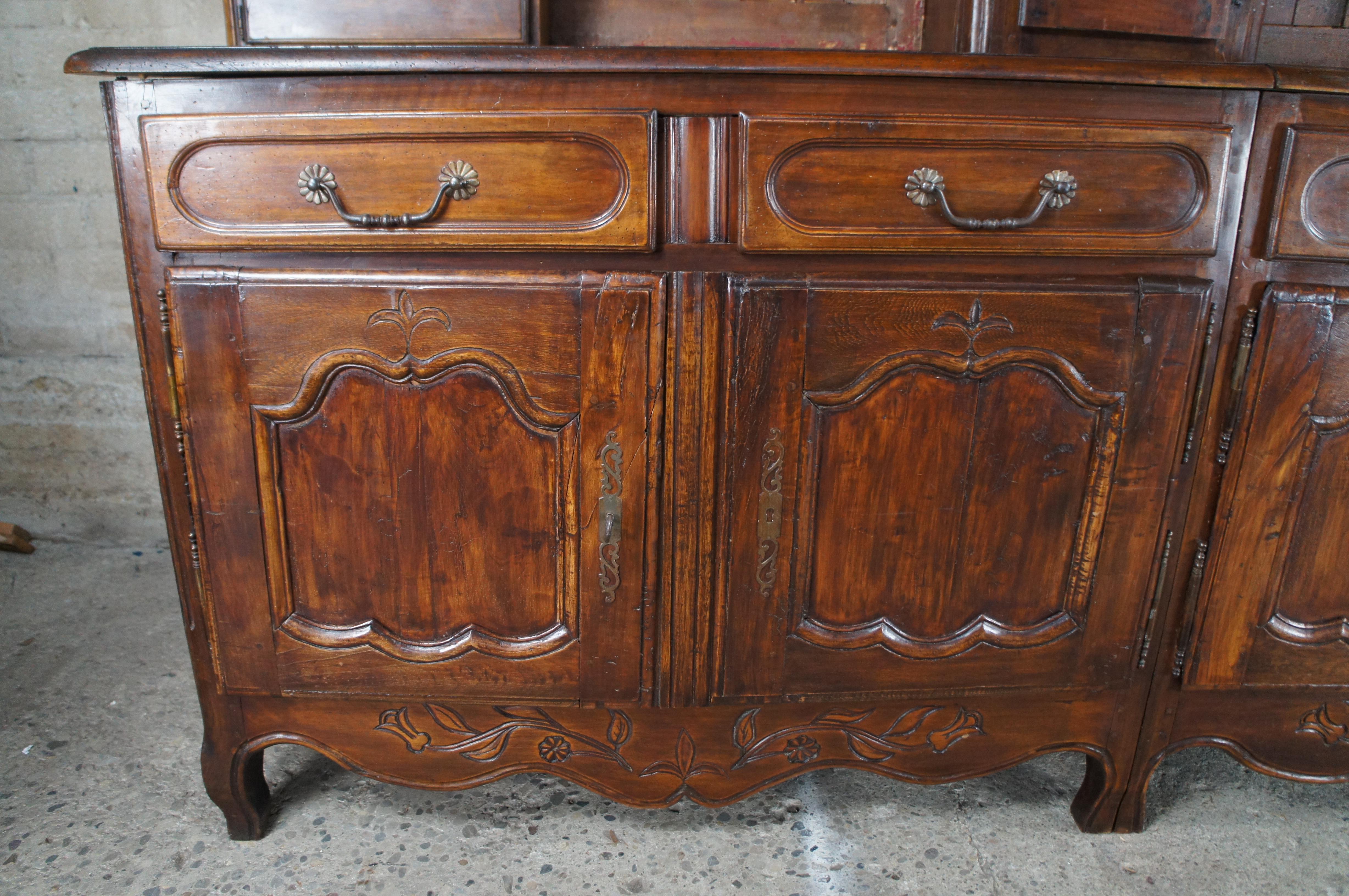 18th Century French Oak Country Vaisselier Buffet Hutch Sideboard w Clock 102