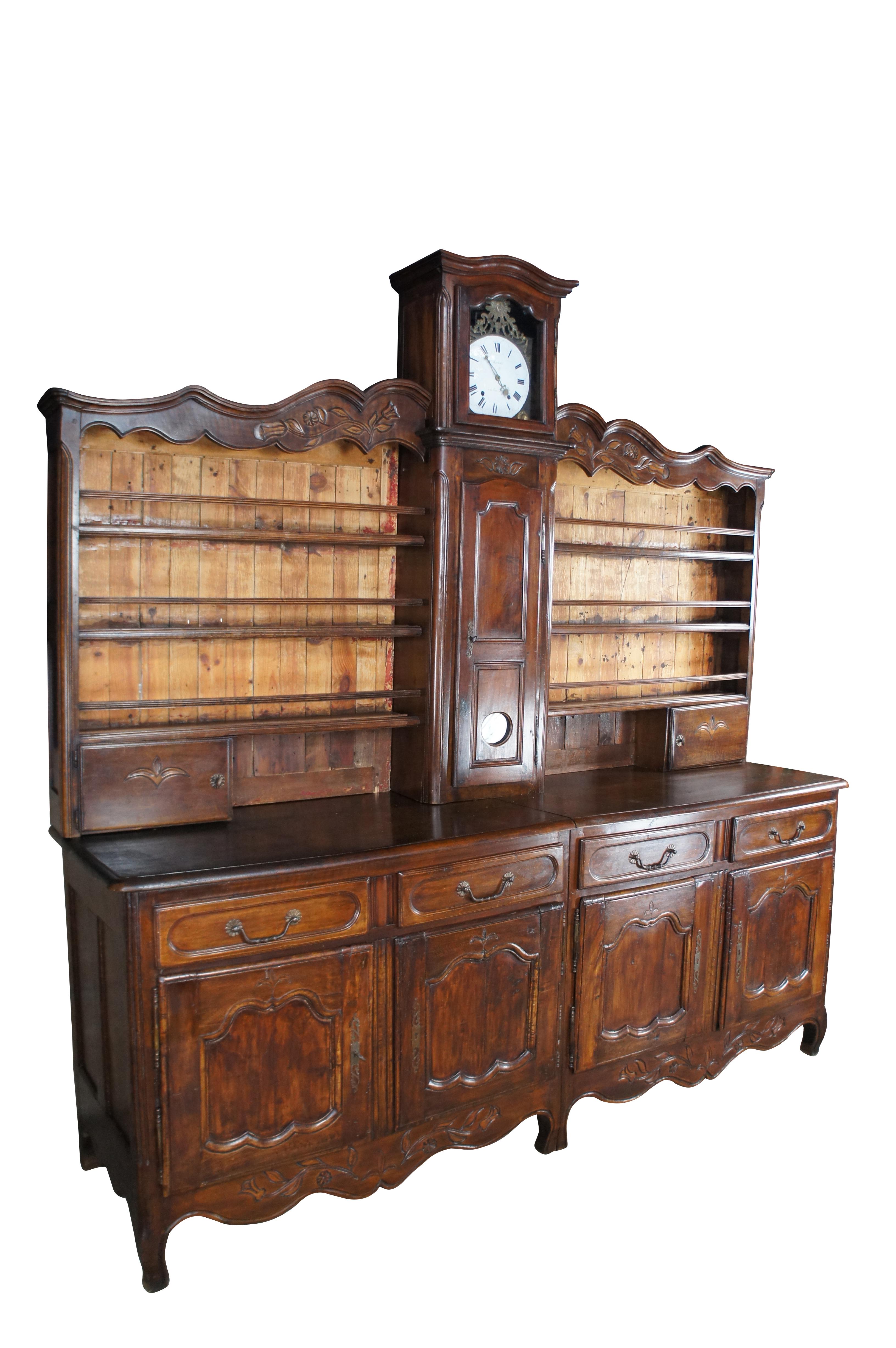 Stile provenzale 18th Century French Oak Country Vaisselier Buffet Hutch Sideboard w Clock 102
