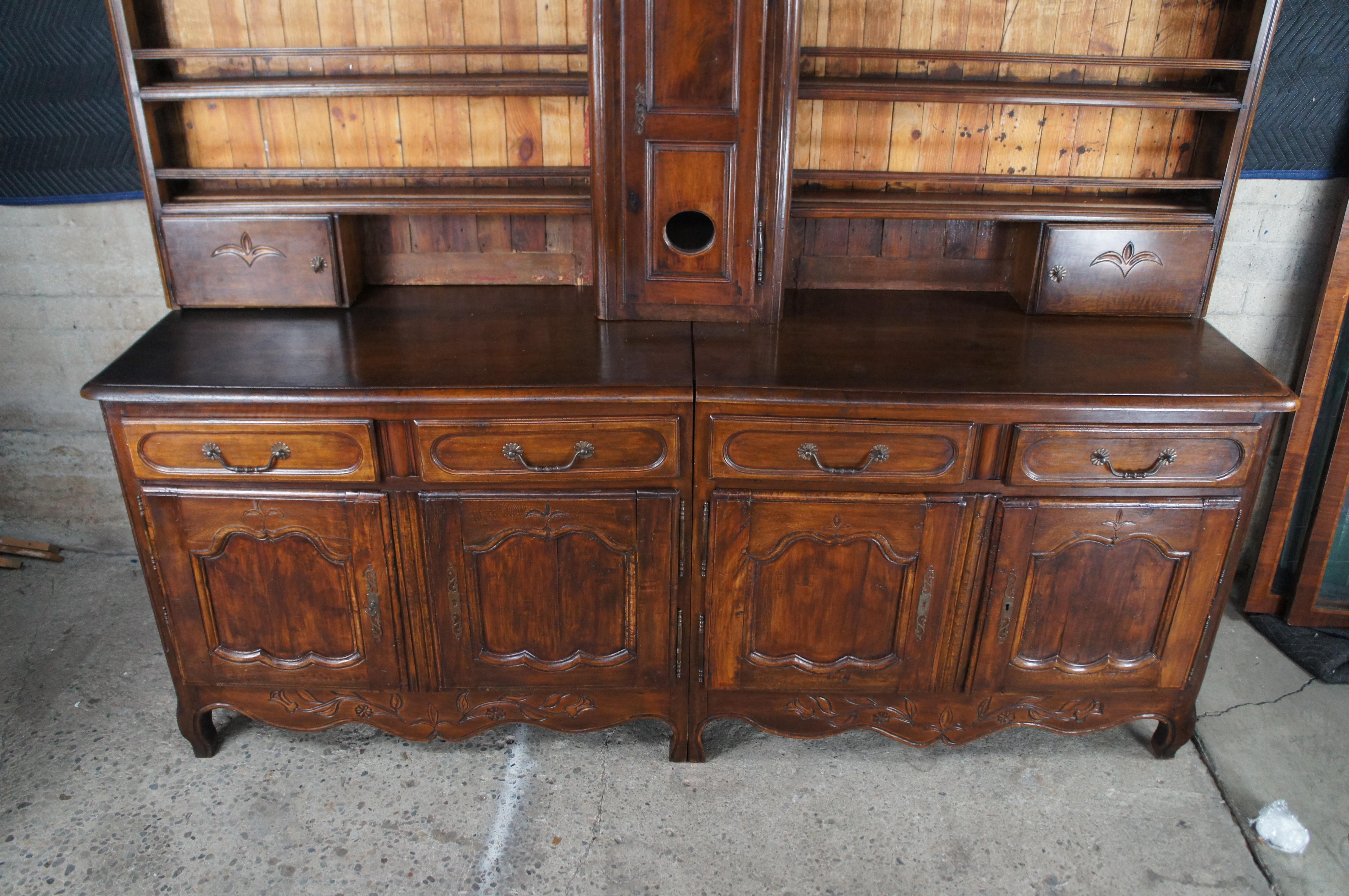 18th Century French Oak Country Vaisselier Buffet Hutch Sideboard w Clock 102