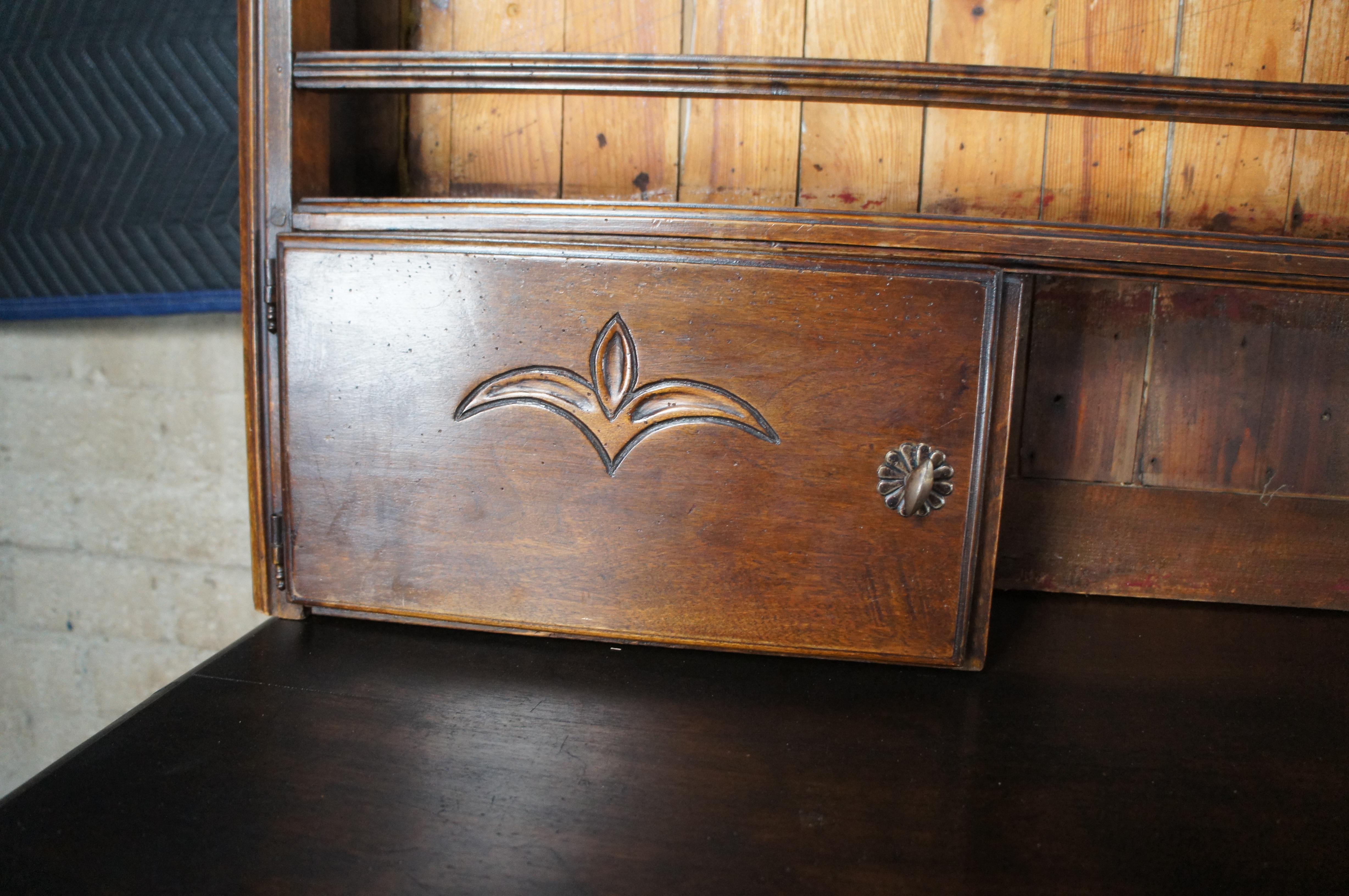 18th Century French Oak Country Vaisselier Buffet Hutch Sideboard w Clock 102