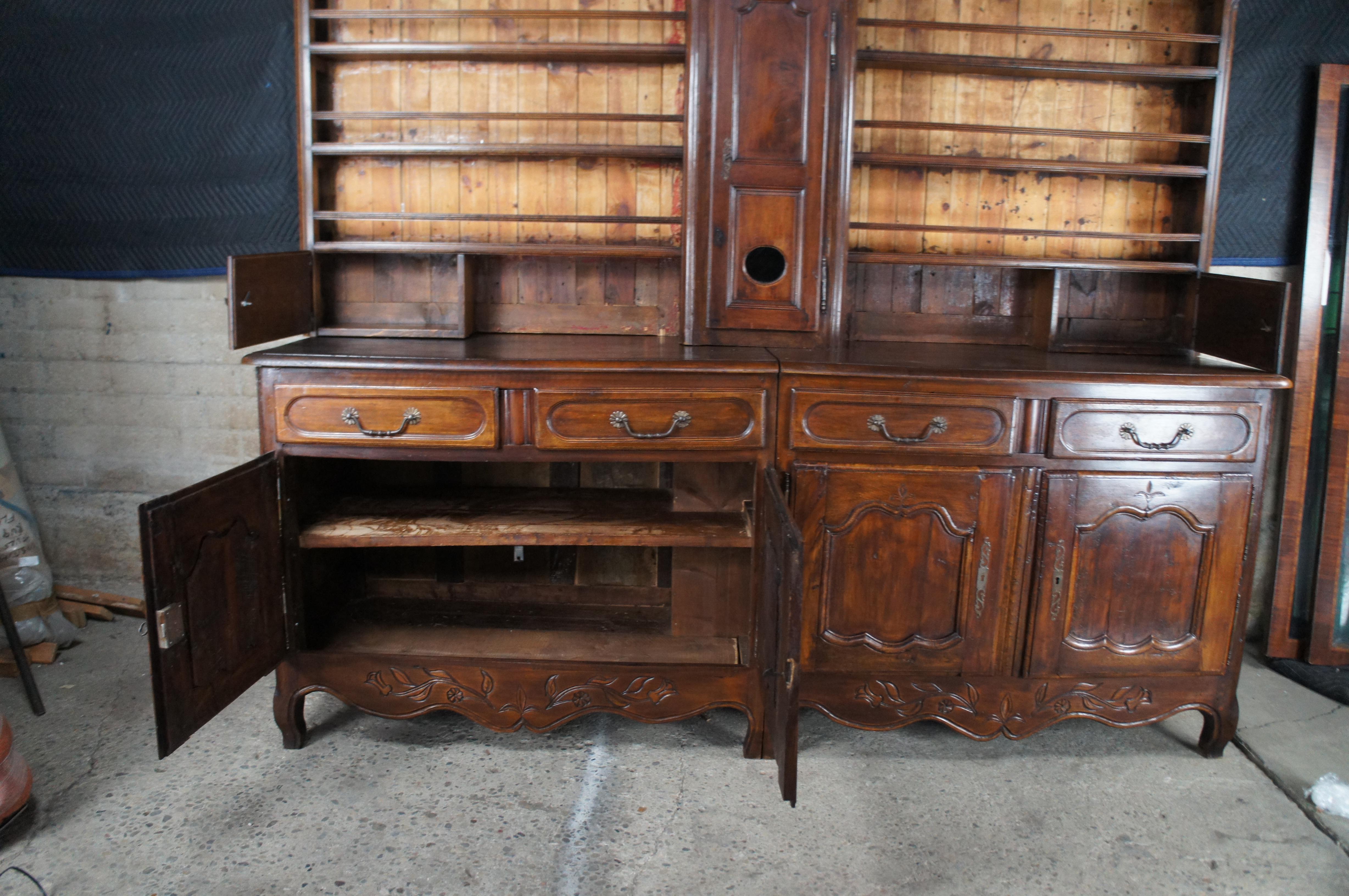 18th Century French Oak Country Vaisselier Buffet Hutch Sideboard w Clock 102