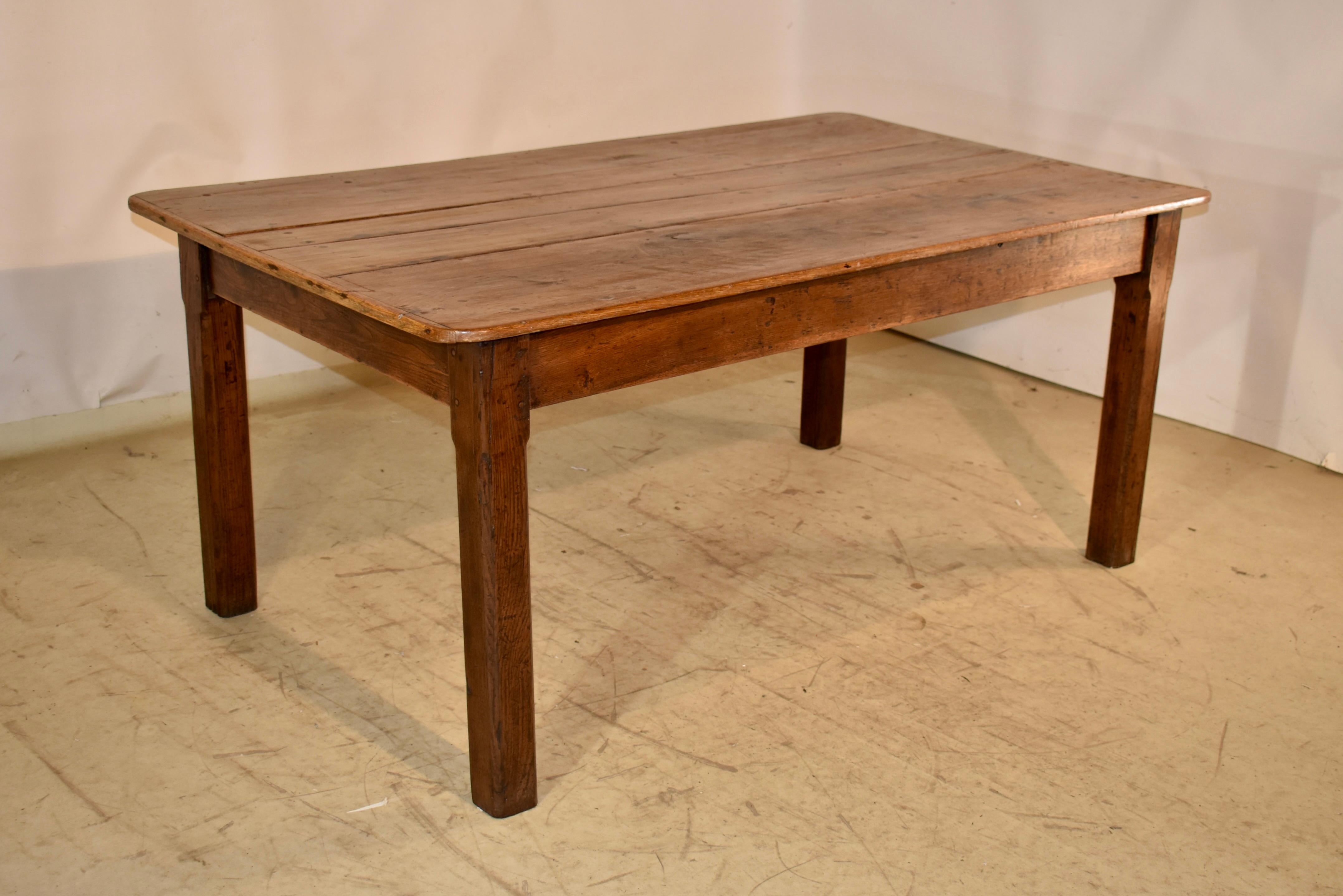 Français Table de ferme en Oak français du 18e siècle en vente
