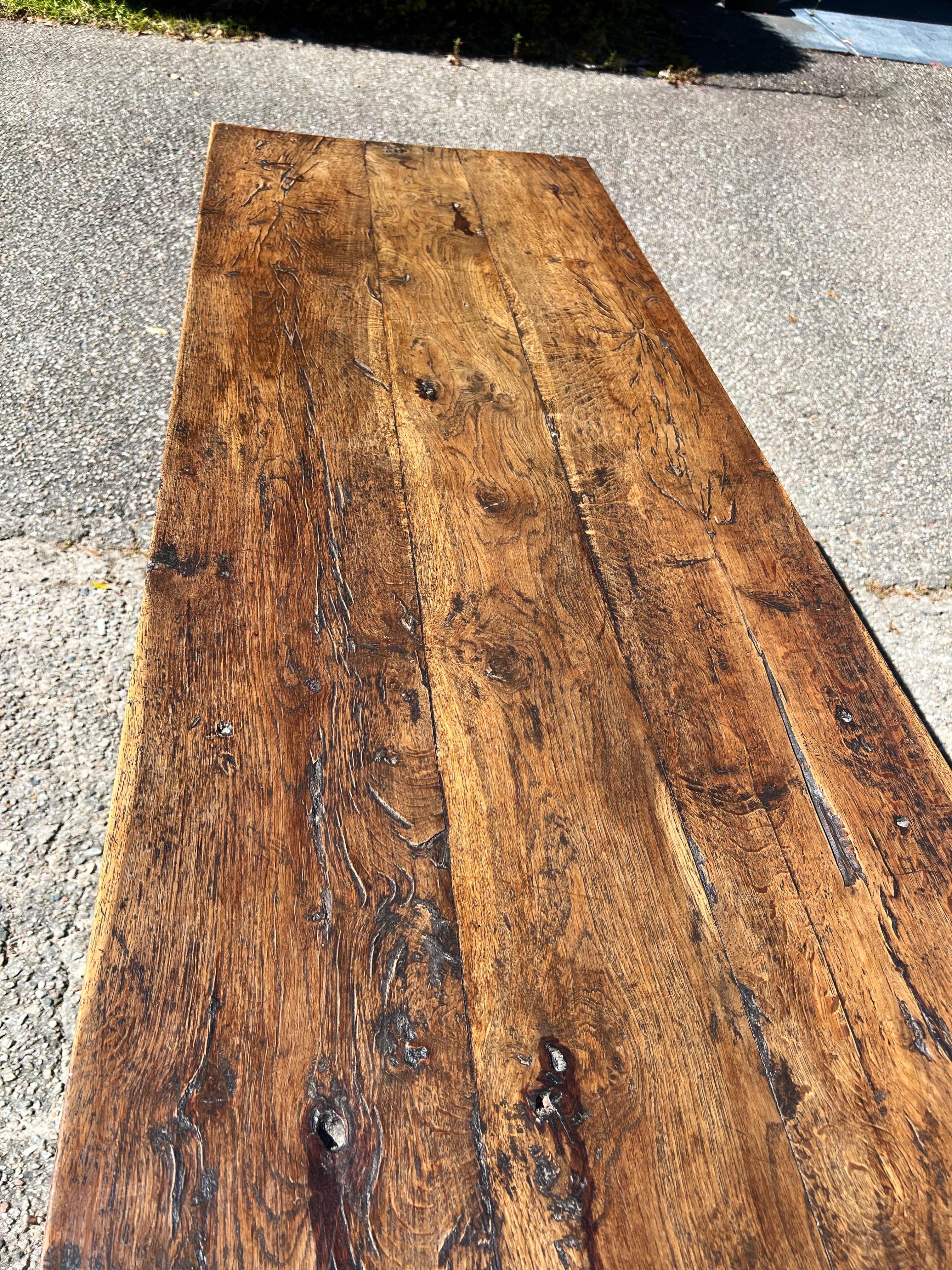 18th Century French Oak Farmhouse Table In Good Condition For Sale In Charleston, SC