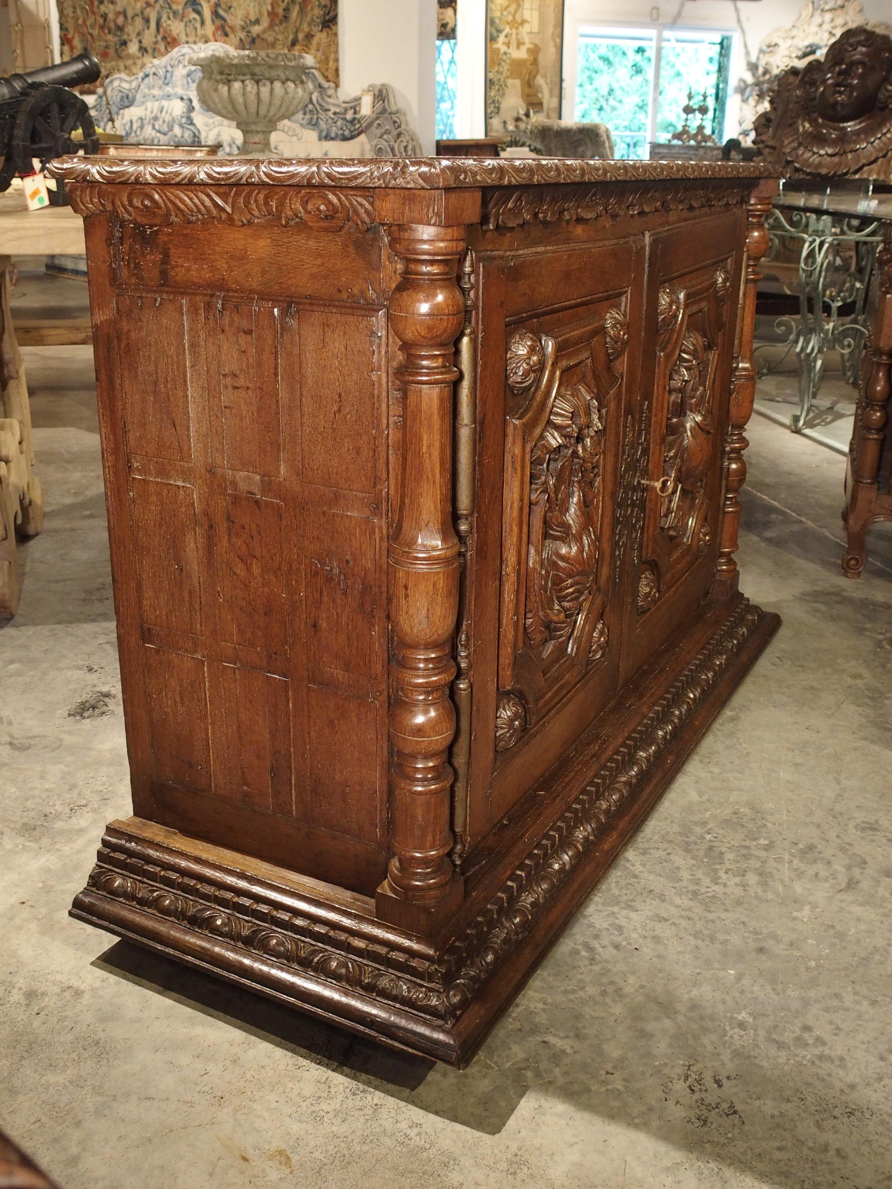18th Century French Oak Hunt Buffet with Game Bird and Fish Panels For Sale 3