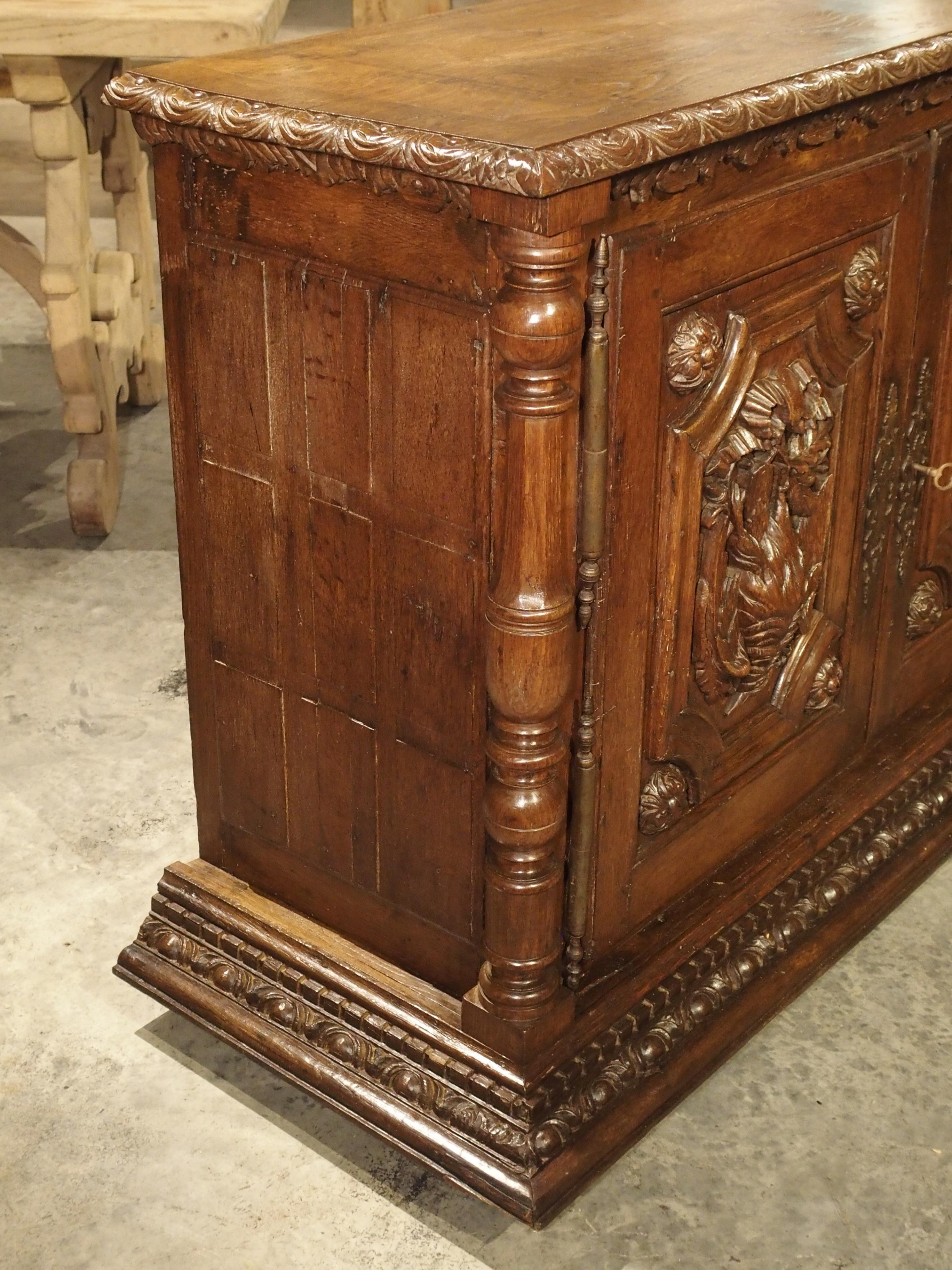 18th Century French Oak Hunt Buffet with Game Bird and Fish Panels For Sale 4