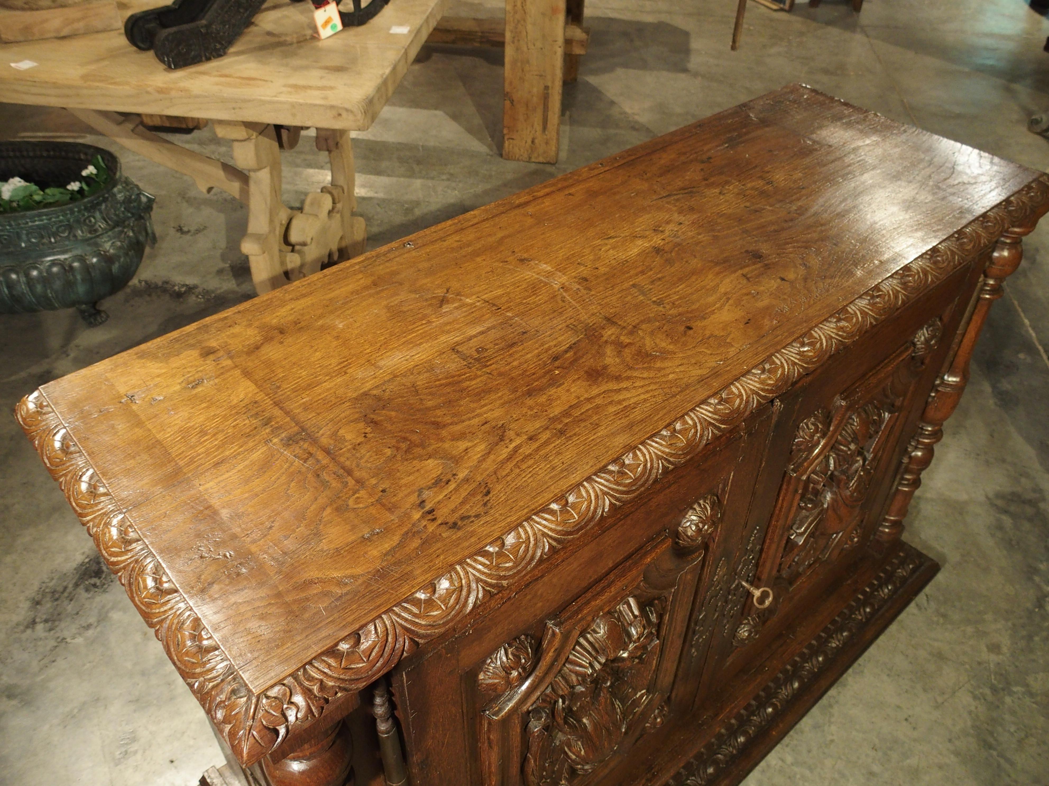 18th Century French Oak Hunt Buffet with Game Bird and Fish Panels For Sale 8