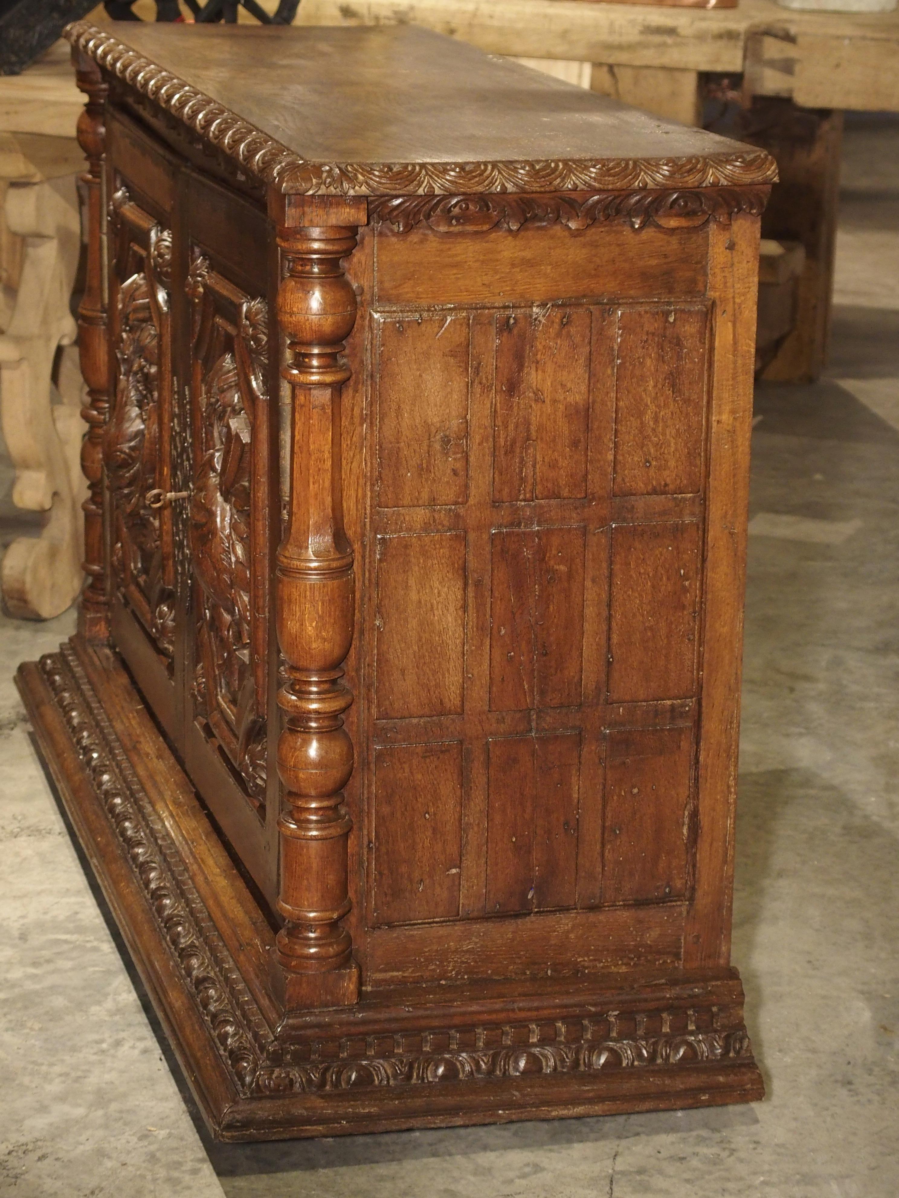 18th Century French Oak Hunt Buffet with Game Bird and Fish Panels For Sale 9