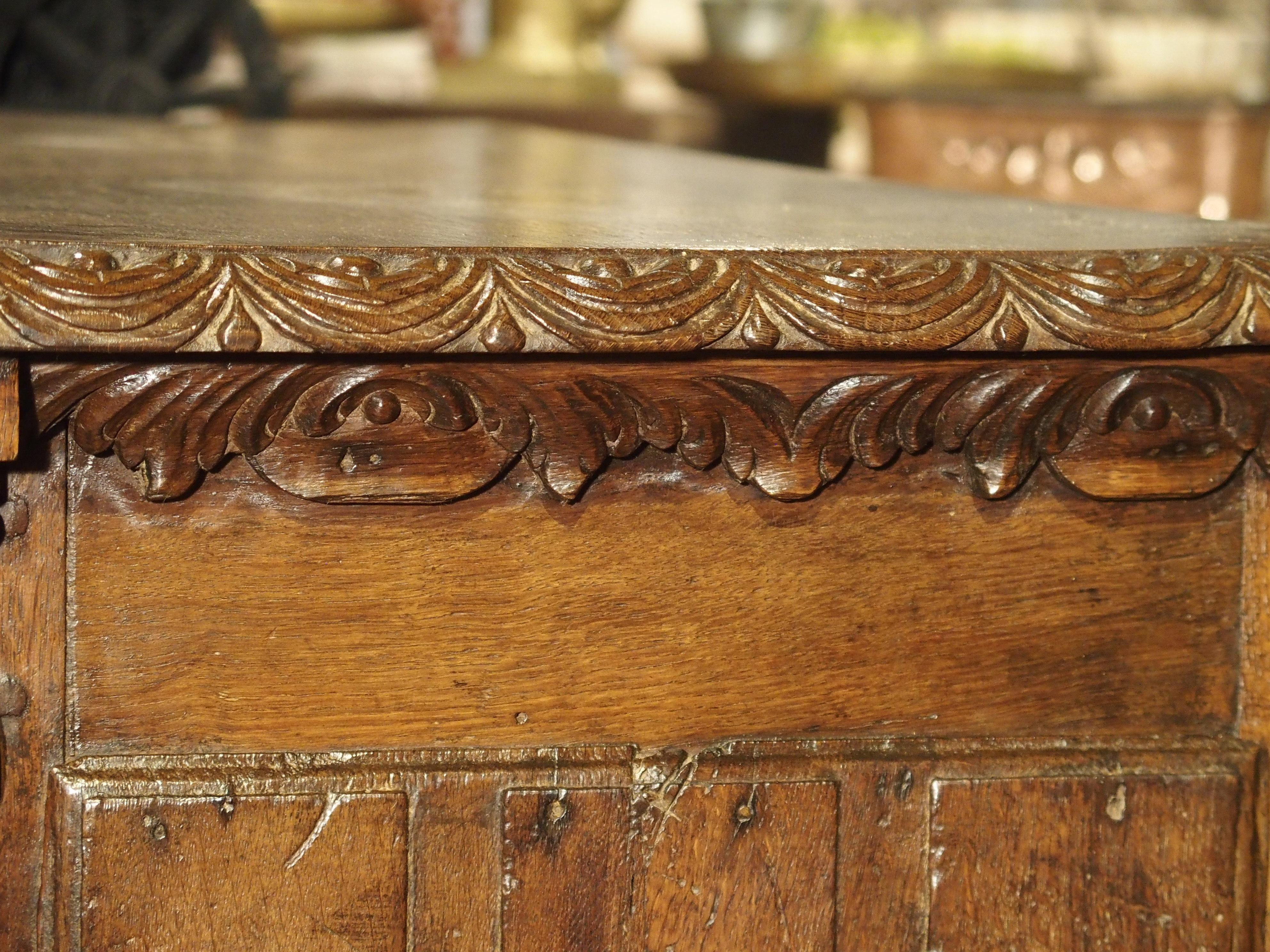 18th Century French Oak Hunt Buffet with Game Bird and Fish Panels For Sale 11