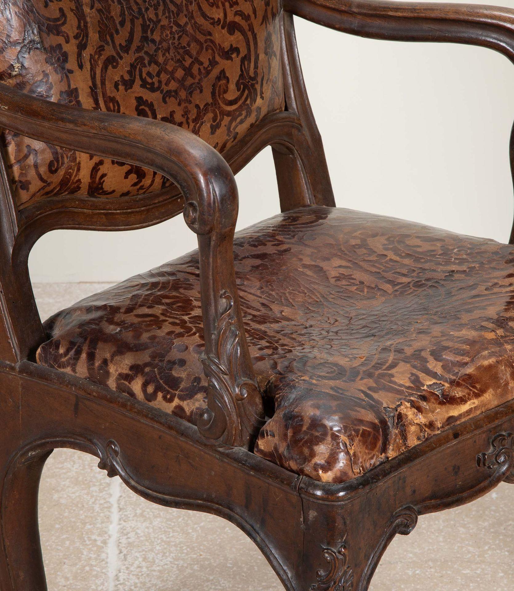18. Jahrhundert Französisch Eiche & Leder Fauteuil im Angebot 6