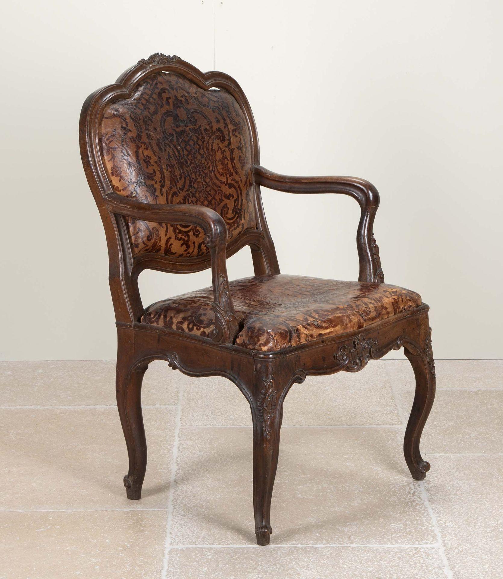 18. Jahrhundert Französisch Eiche & Leder Fauteuil (Louis XVI.) im Angebot