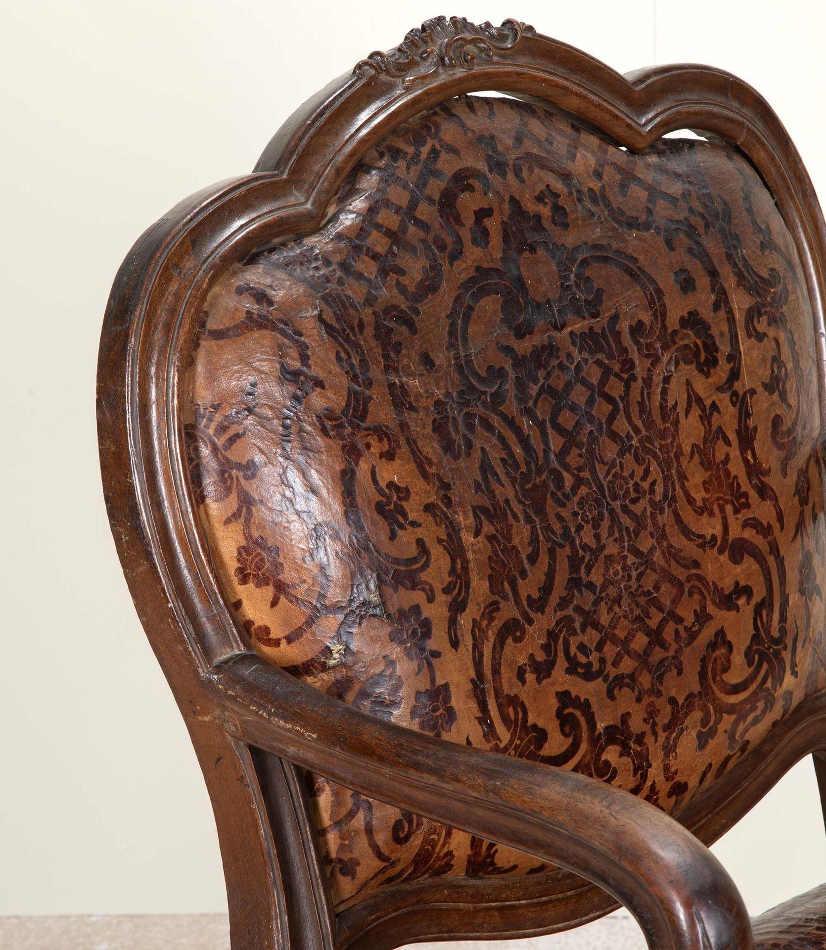 18. Jahrhundert Französisch Eiche & Leder Fauteuil im Angebot 3