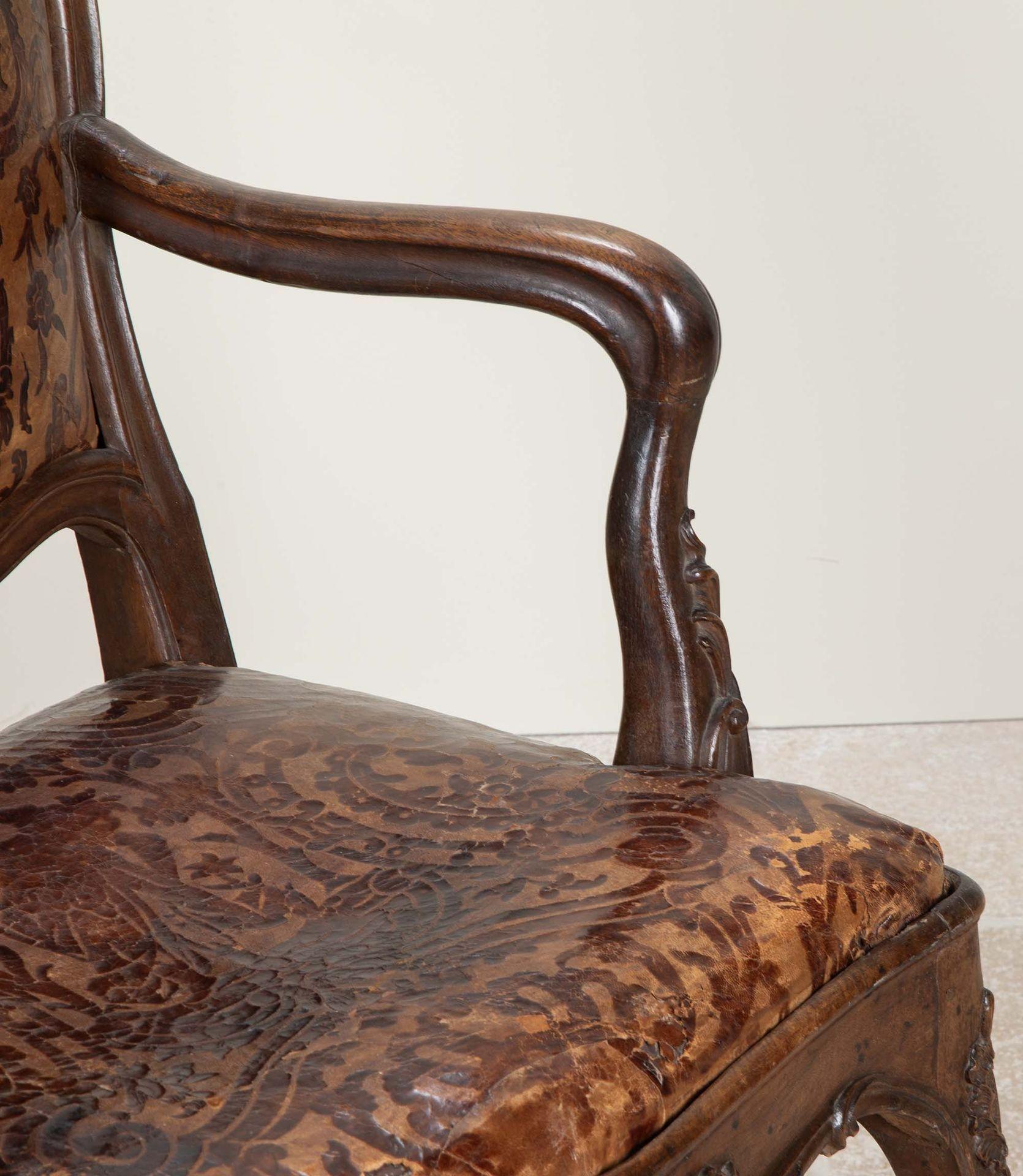 18. Jahrhundert Französisch Eiche & Leder Fauteuil im Angebot 5