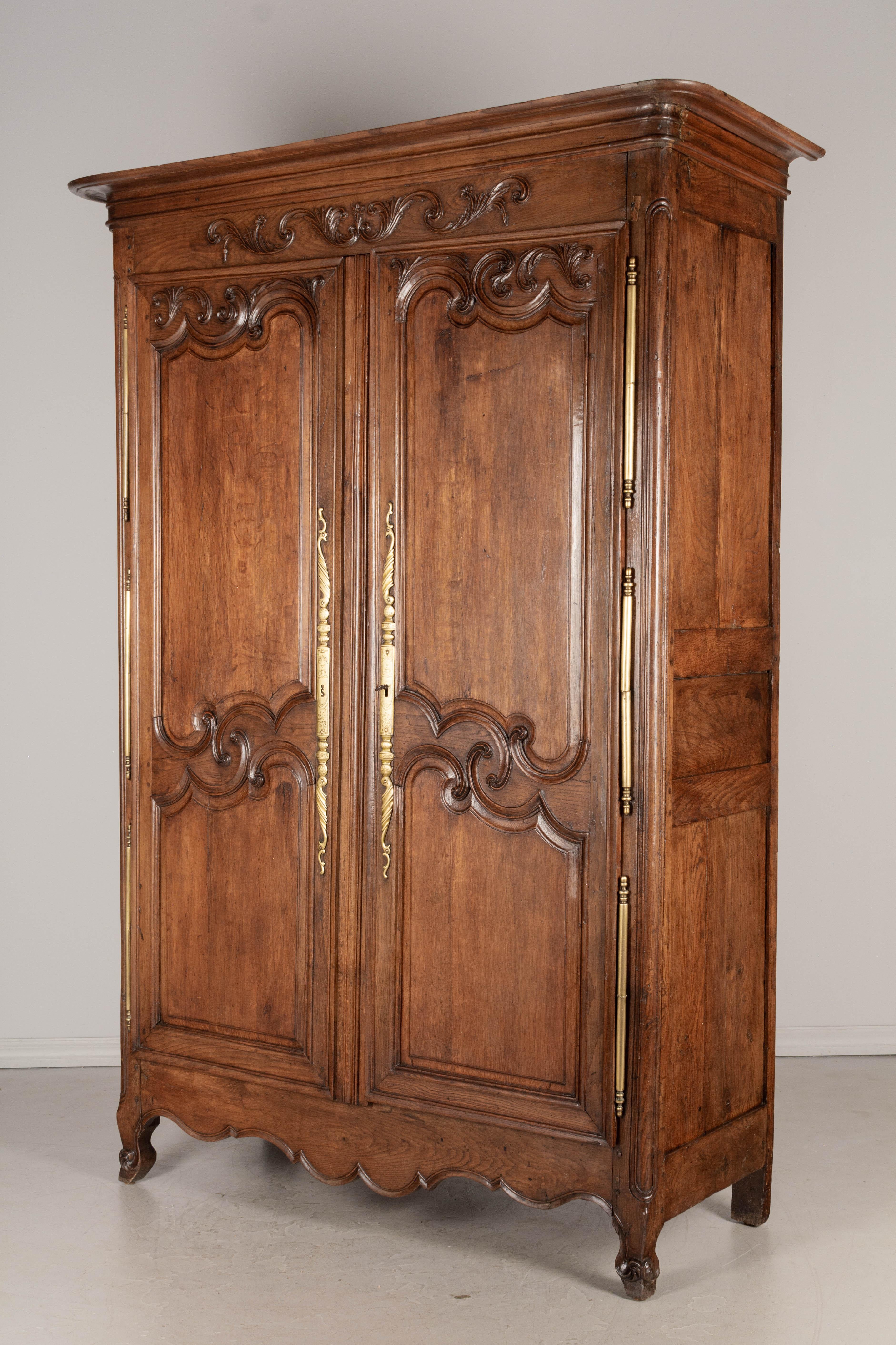 Hand-Carved 18th Century French Oak Normandy Armoire
