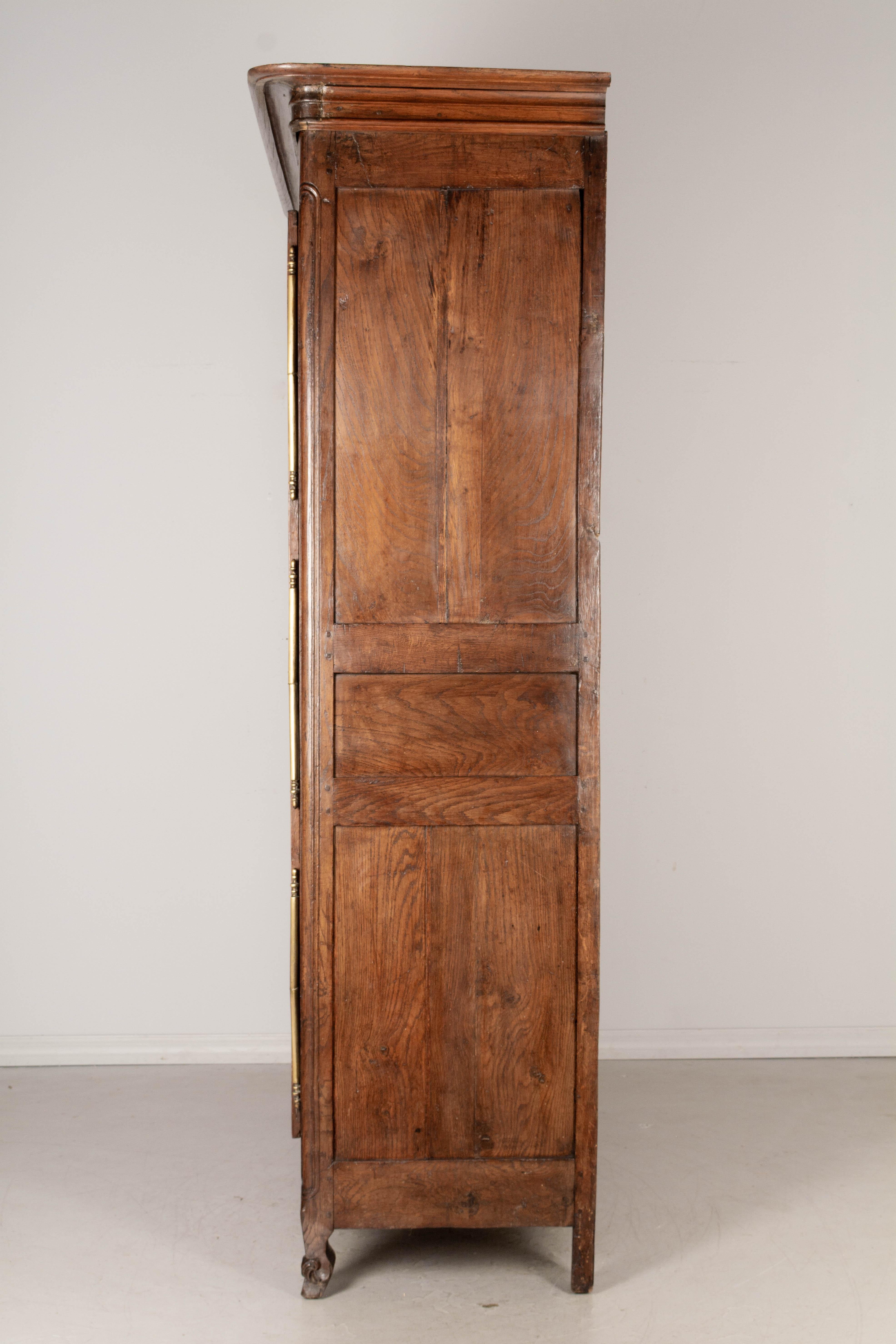 Brass 18th Century French Oak Normandy Armoire