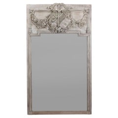 18th Century French Oak Panelled Trumeau Mirror