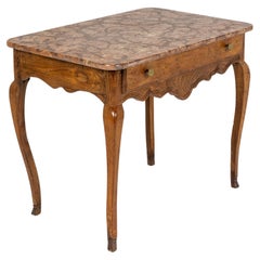 18th Century French Oak Side Table with Marble Top