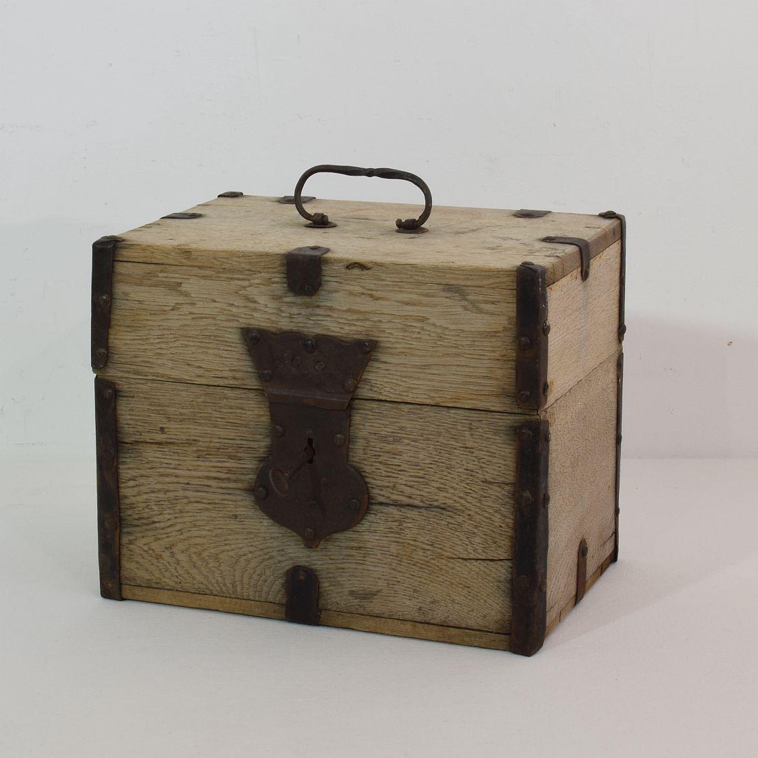 Primitive 18th Century French Oak Strong Box