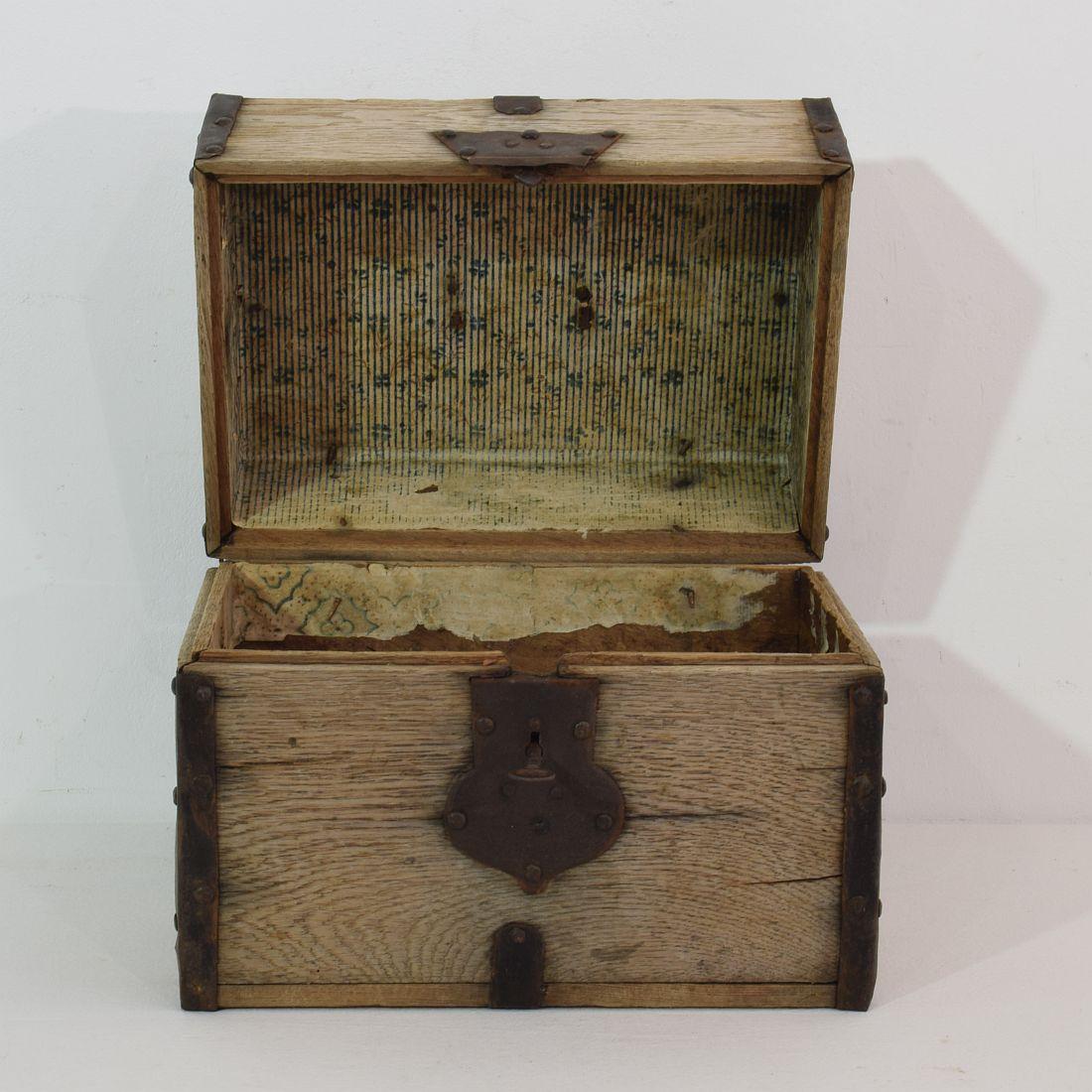 Iron 18th Century French Oak Strong Box