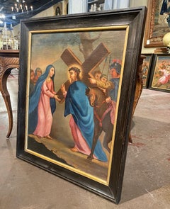 18th Century French Oil on Canvas Painting "Fourth Station of the Cross"