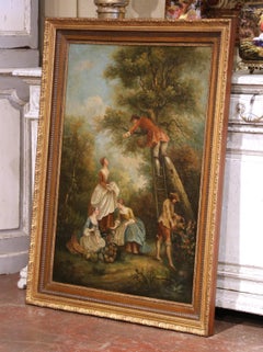 18th Century French Oil on Canvas Painting “Pear Picking” After François Boucher