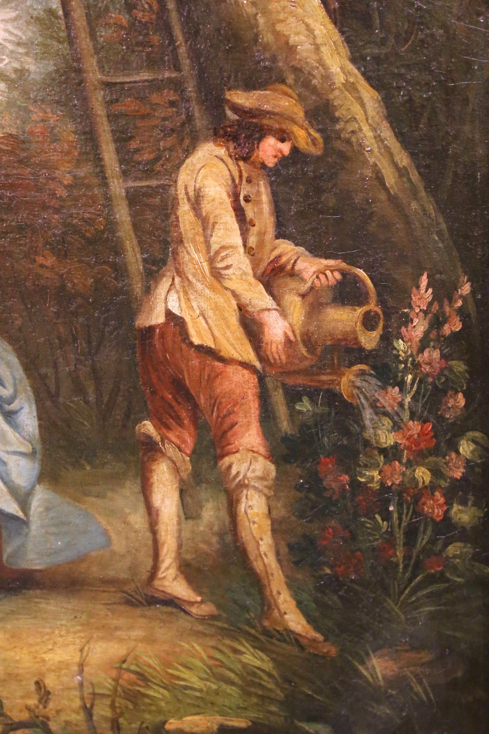 18th Century French Oil on Canvas Painting “Pear Picking” After François Boucher For Sale 1