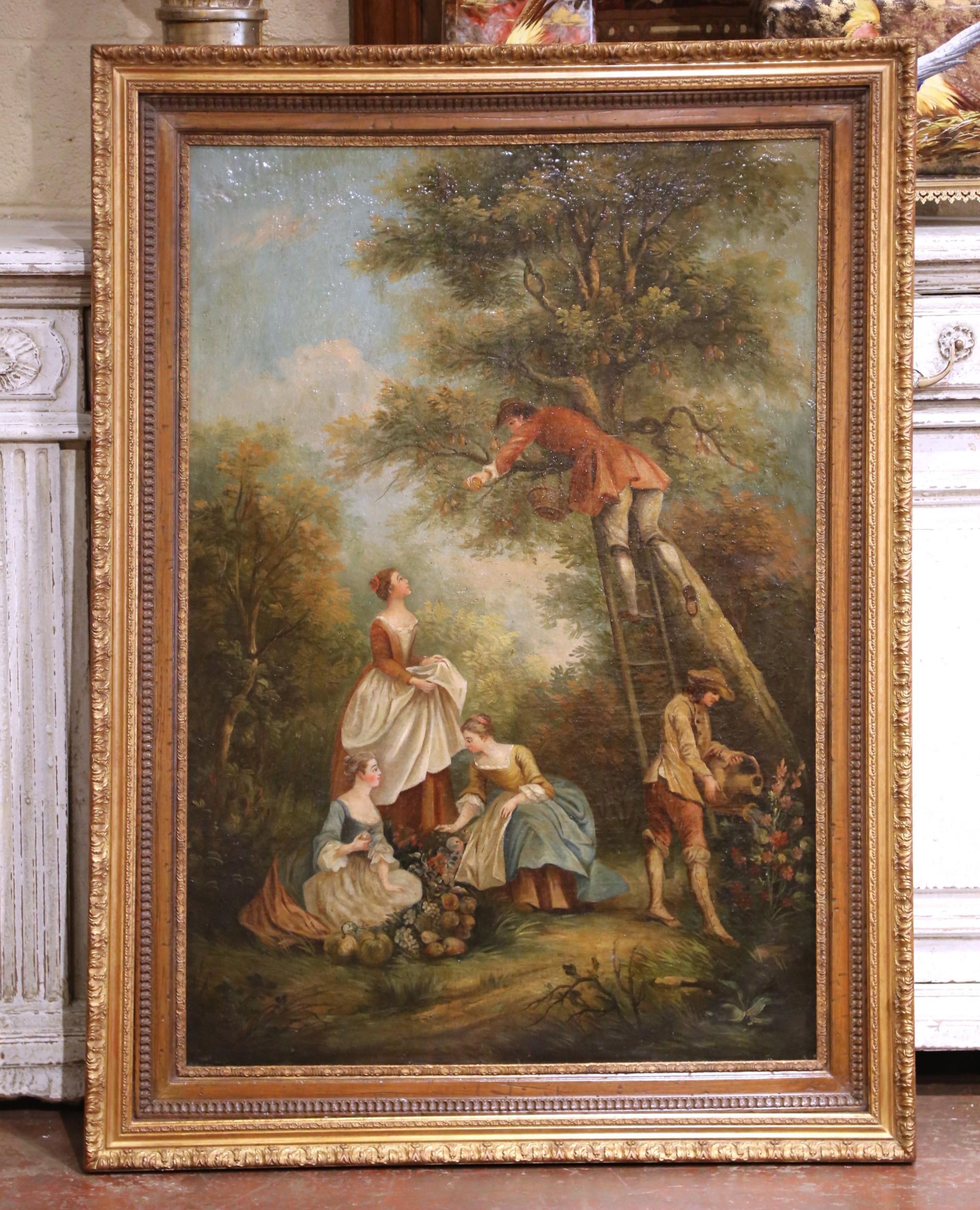 18th Century French Oil on Canvas Painting “Pear Picking” After François Boucher For Sale 2