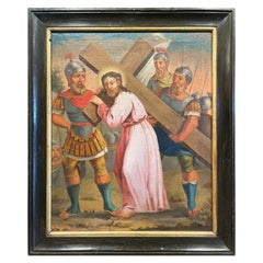 18th Century French Oil on Canvas Painting " The Fifth Station of the Cross"
